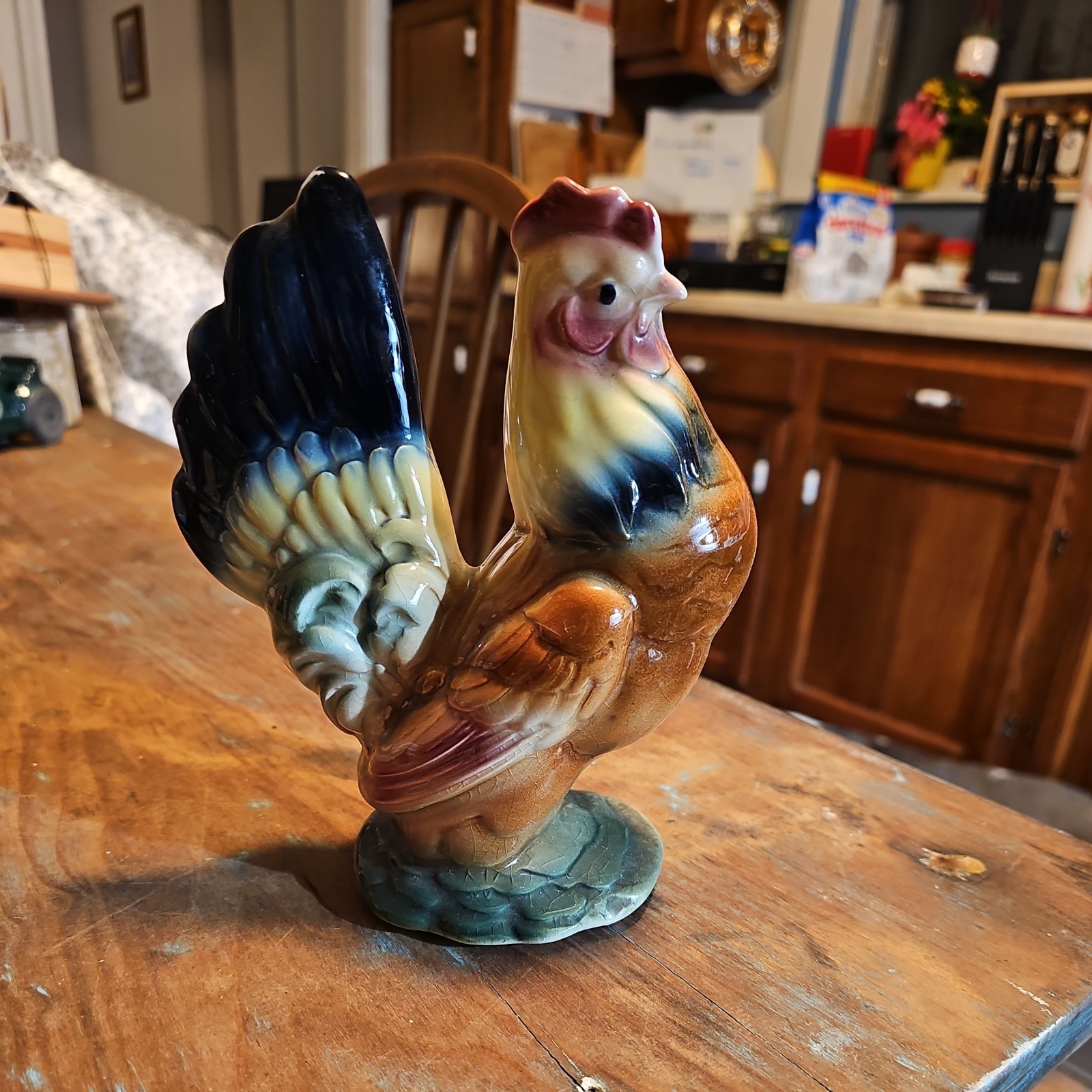 Vintage 1940's or 1950's Royal Copley Hen Figurine Size 7.5" Handpainted