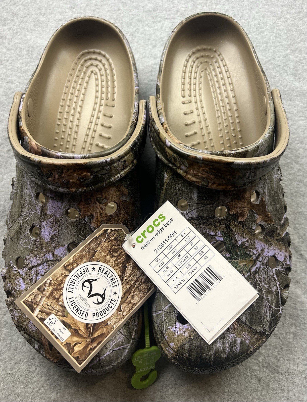 Crocs Baya Realtree Edge Clogs Adult Men's Size 12 Shoes 210511-90H New