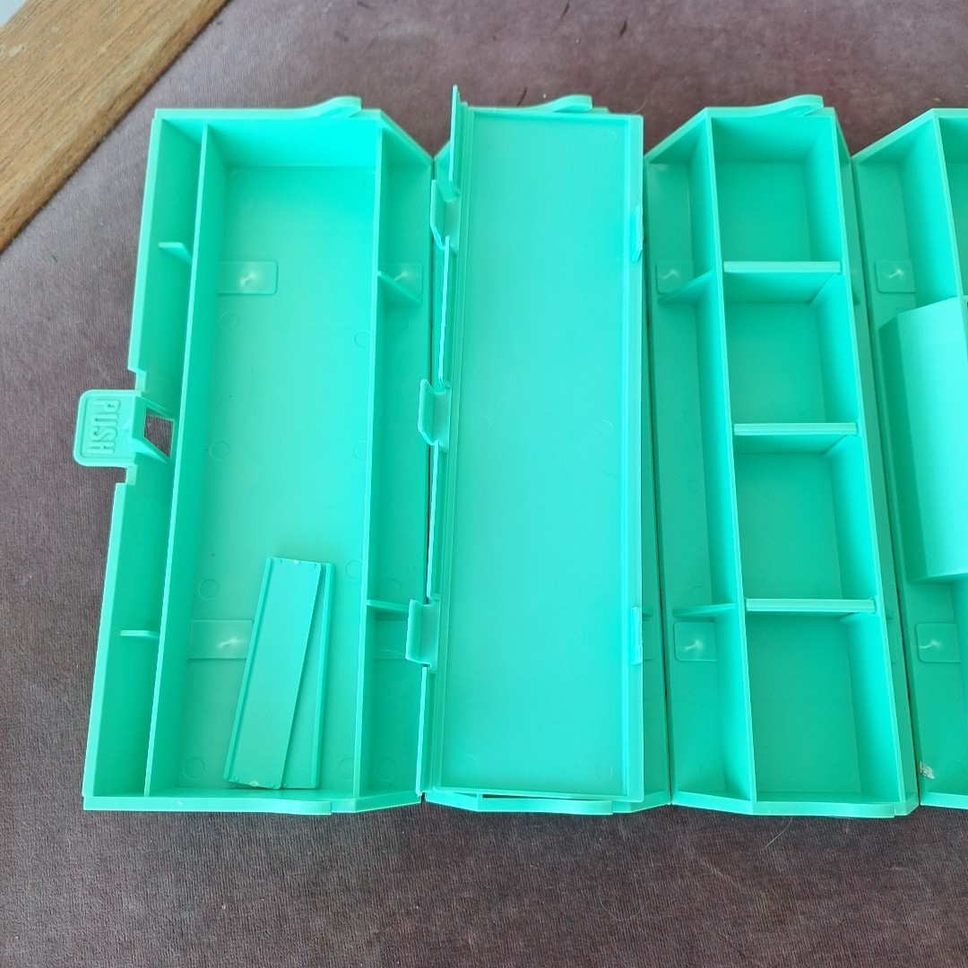 Vintage Rolykit Green Blue Tool Box Craft Fishing Sewing Organizer Portable