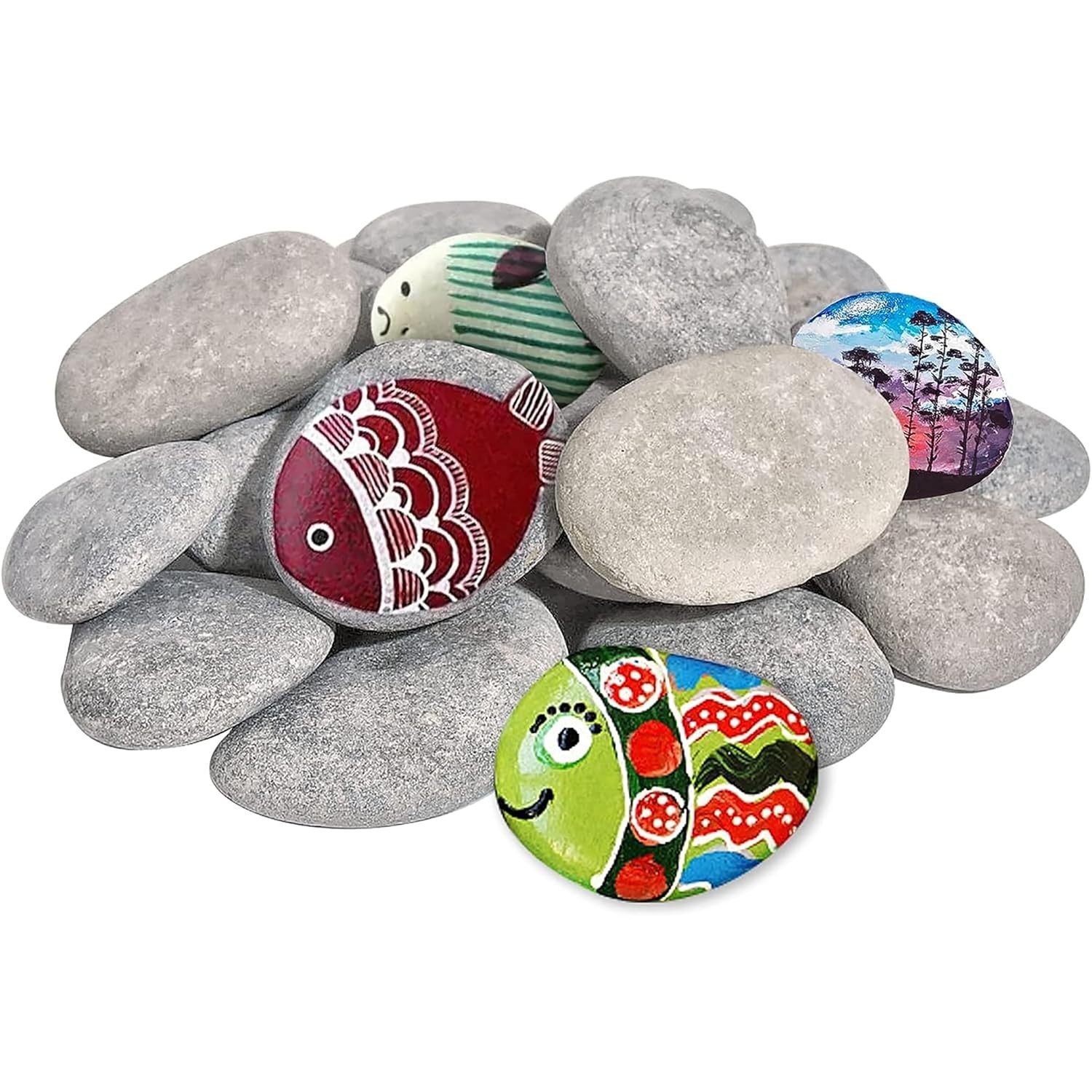 10 Pack Large Flat River Rocks 2-3 Inch Natural Stones for Painting Crafts