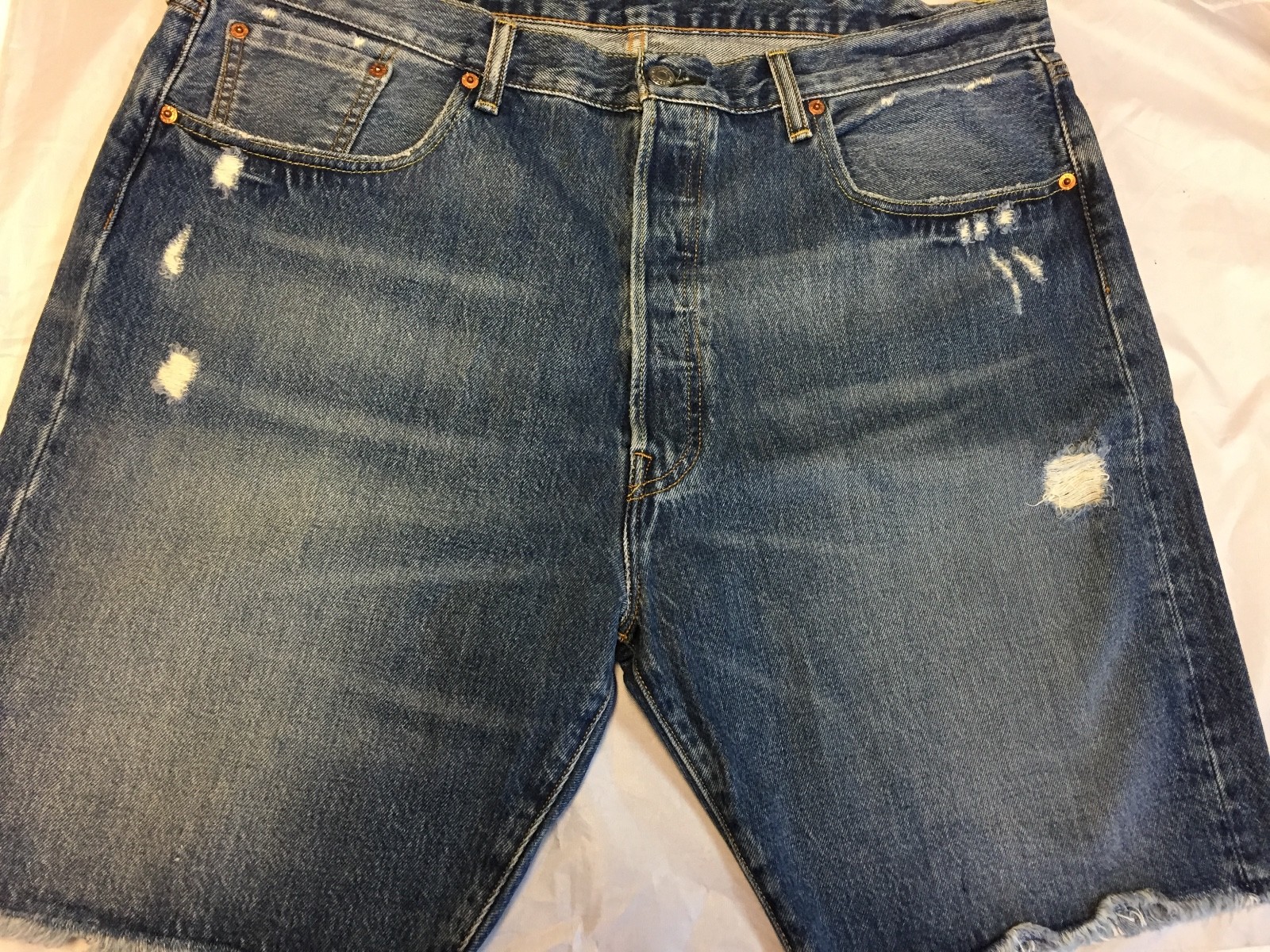 Men's Levi's 501 Denim Distressed Shorts Button Down Cut Off Size 30