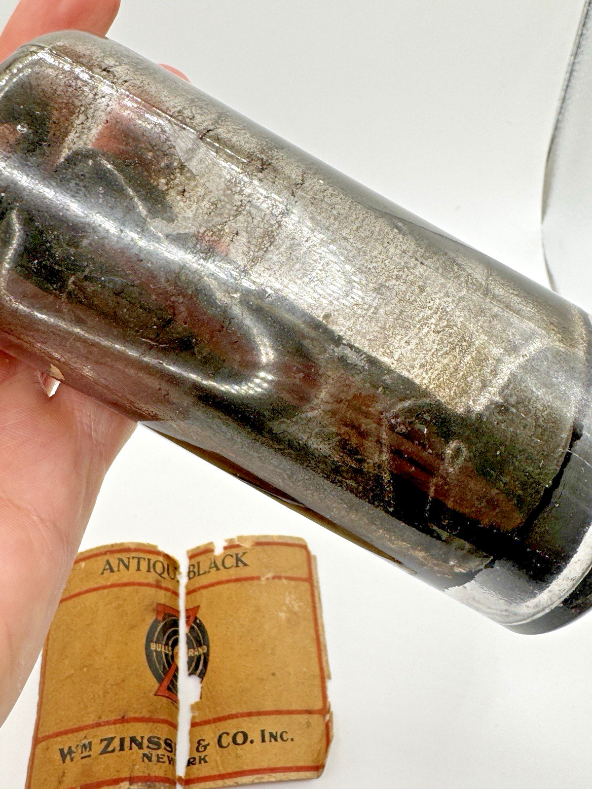 RARE! Antique Ink Bottle Wm. Zinsser New York Antique Black w/Original Label