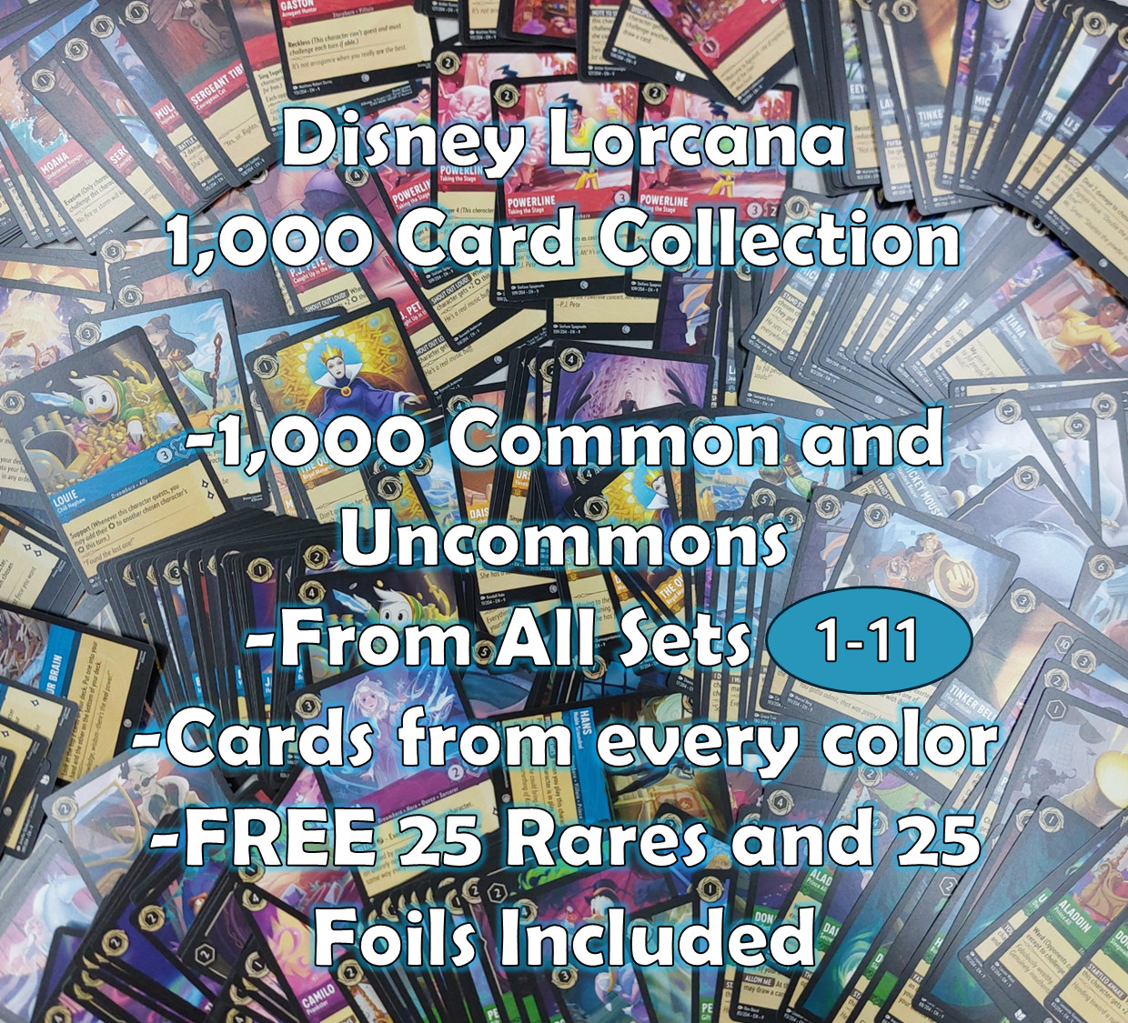 Disney Lorcana TCG Bulk Lot 1000 Cards All Sets Chapter 1-11 FREE Rares & Foils