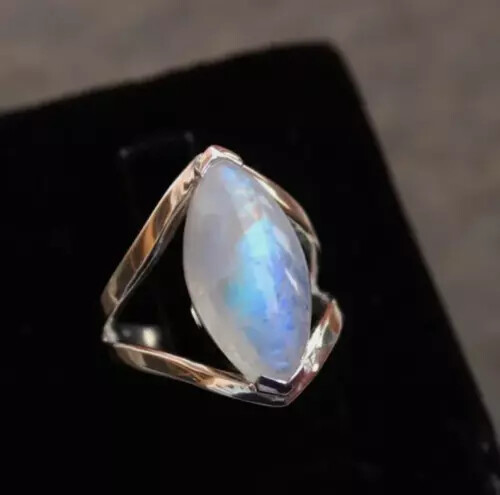 925 Sterling Silver Rainbow Moonstone Handmade Beautiful Ring All Size R49