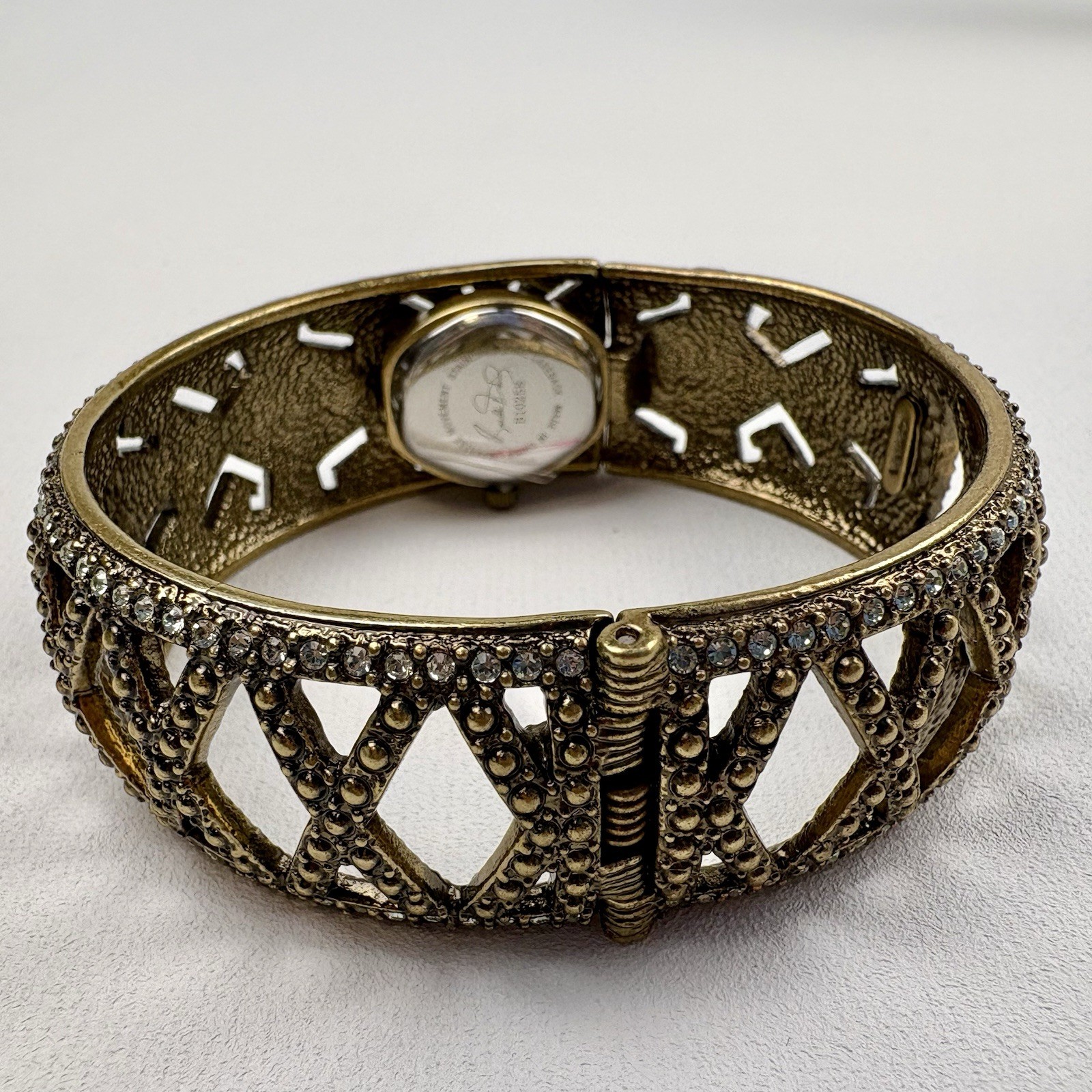 Vintage Heidi Daus Hidden Watch Swarovski Hinged Bangle Bracelet B10258