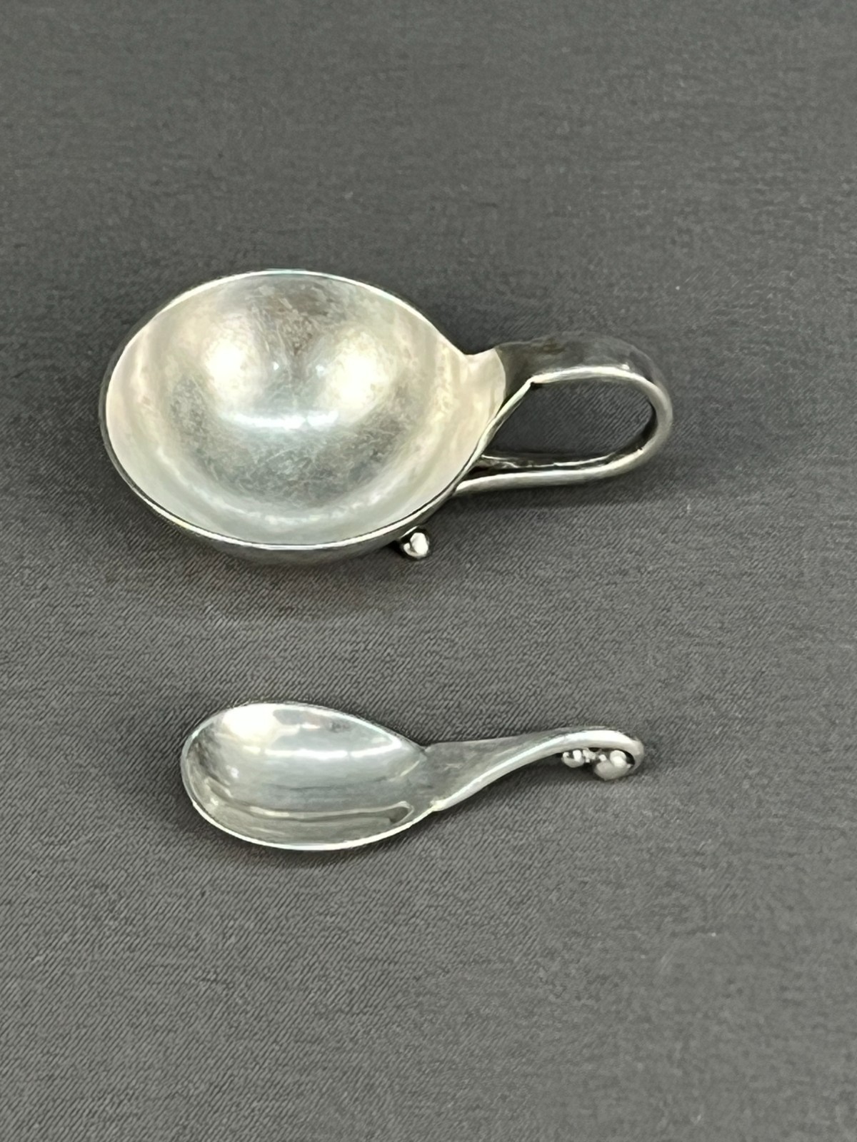 Georg Jensen No. 110 Sterling Salt Cellars and Spoons Denmark