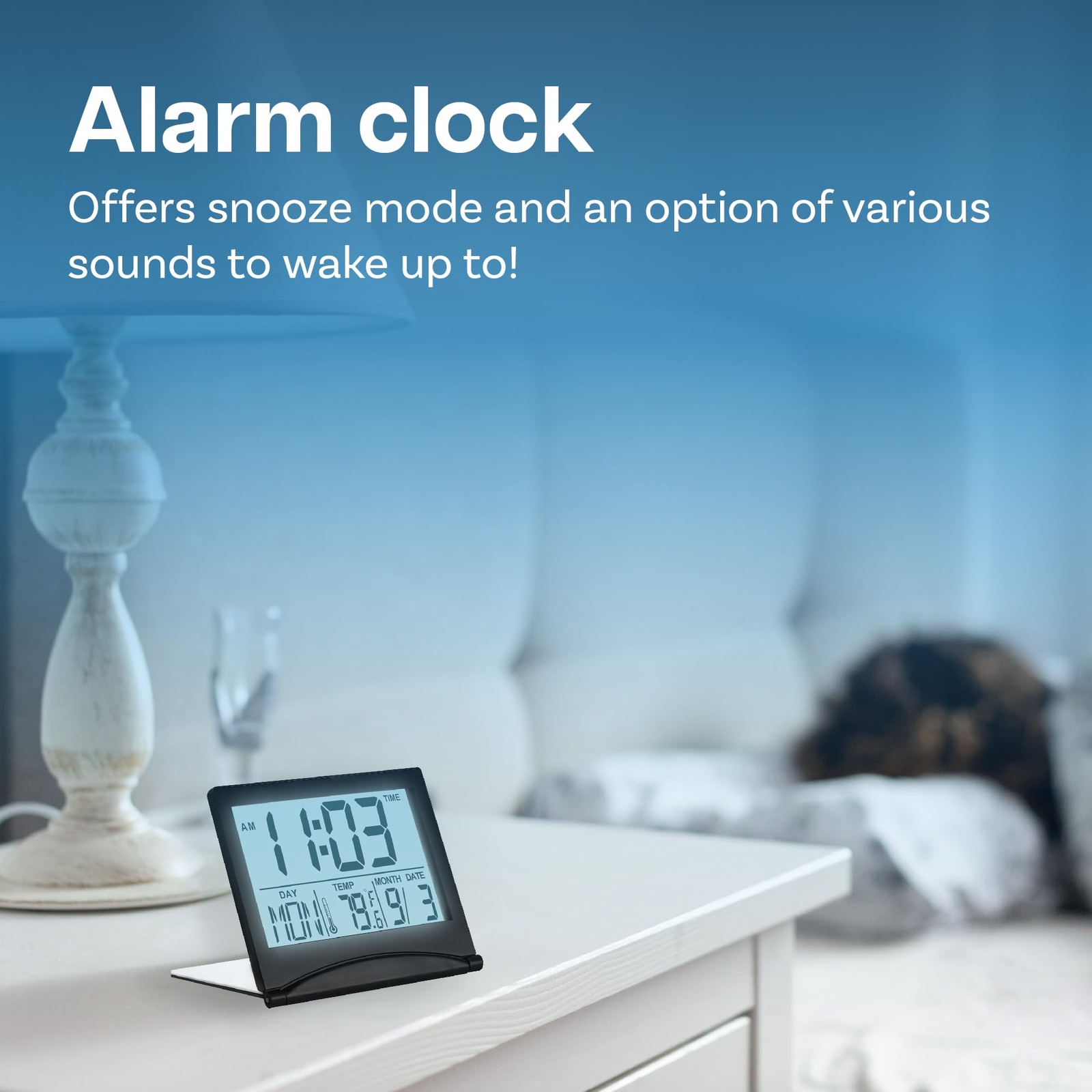 Digital Clock LCD Travel Alarm Foldable with Backlight – Digital Clock with Day,