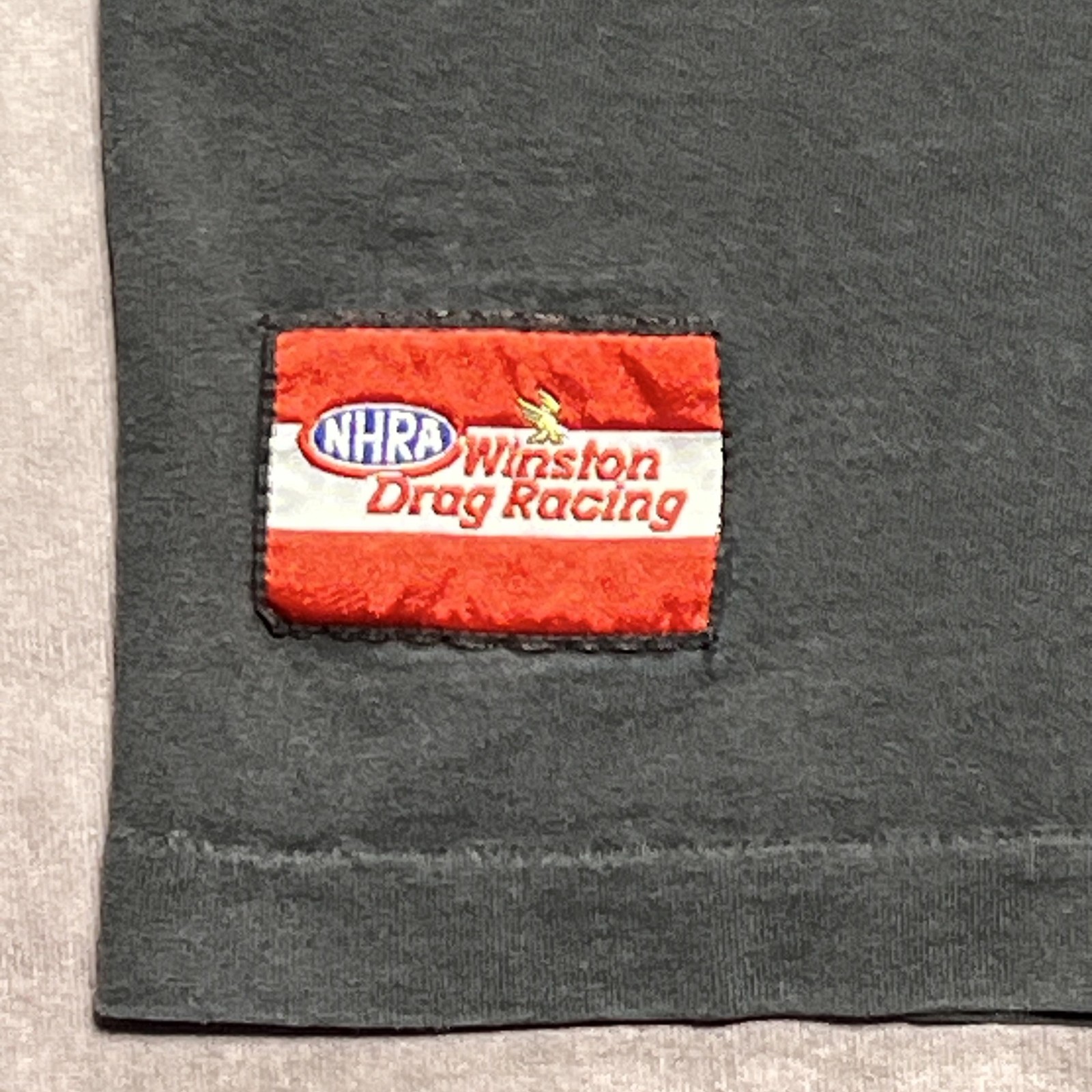 VTG Winston Racing Shirt Mens XL Black Thrashed Faded USA Made Single Stitch 90s