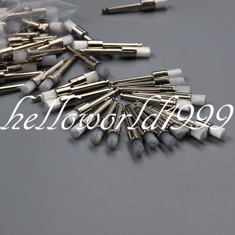 100 Pcs Dental White Nylon Polishing Flat Latch Polisher Prophy Brush Disposable