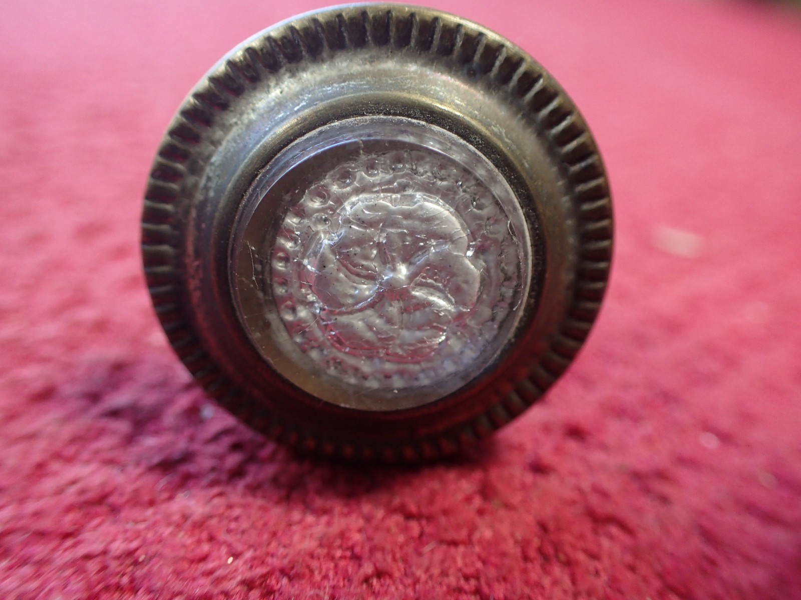 Antique Victorian Five (5) Sulfide Glass Brass Picture Hanging Nails