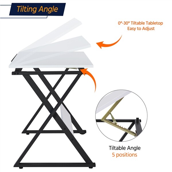 Art Desk Drafting Table Craft Work Station Drawing Desk w/Adjustable Tabletop