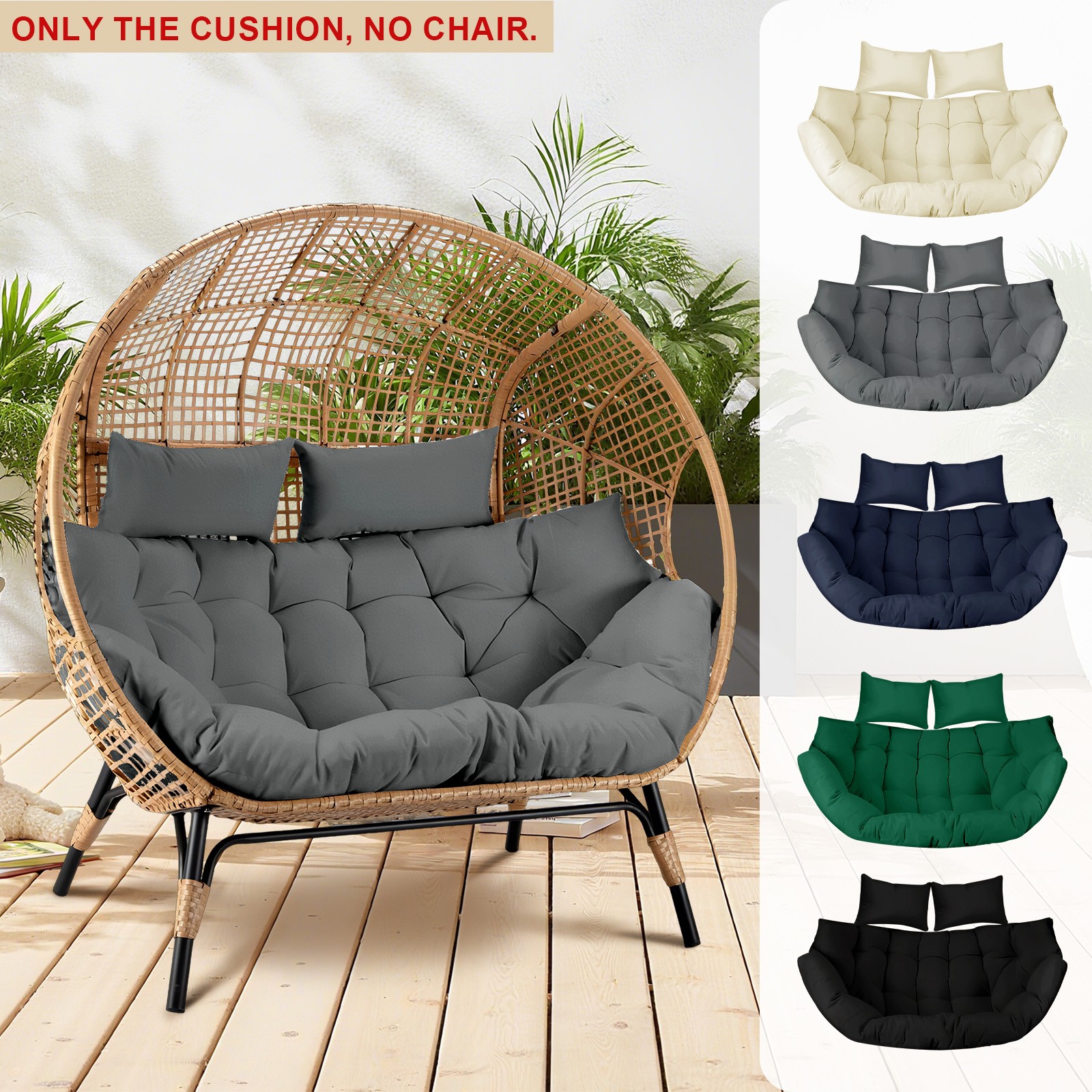 Waterproof Double Egg Chair Cushion Thickened Removable Swing Hammock Cushion