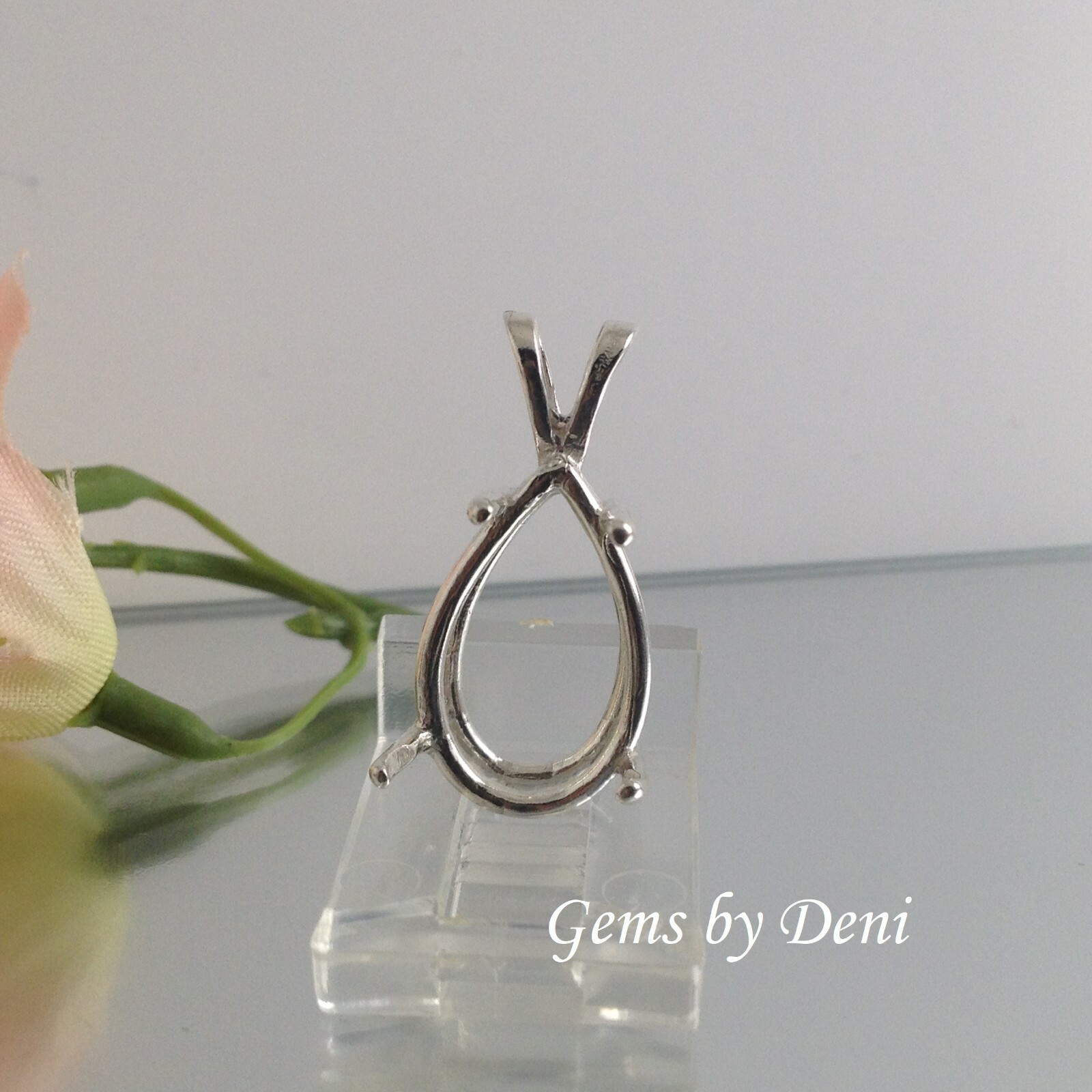 Solid Sterling Silver Pear Cast Wire Pre-Notched Pendant Setting (5x3mm-30x22mm)