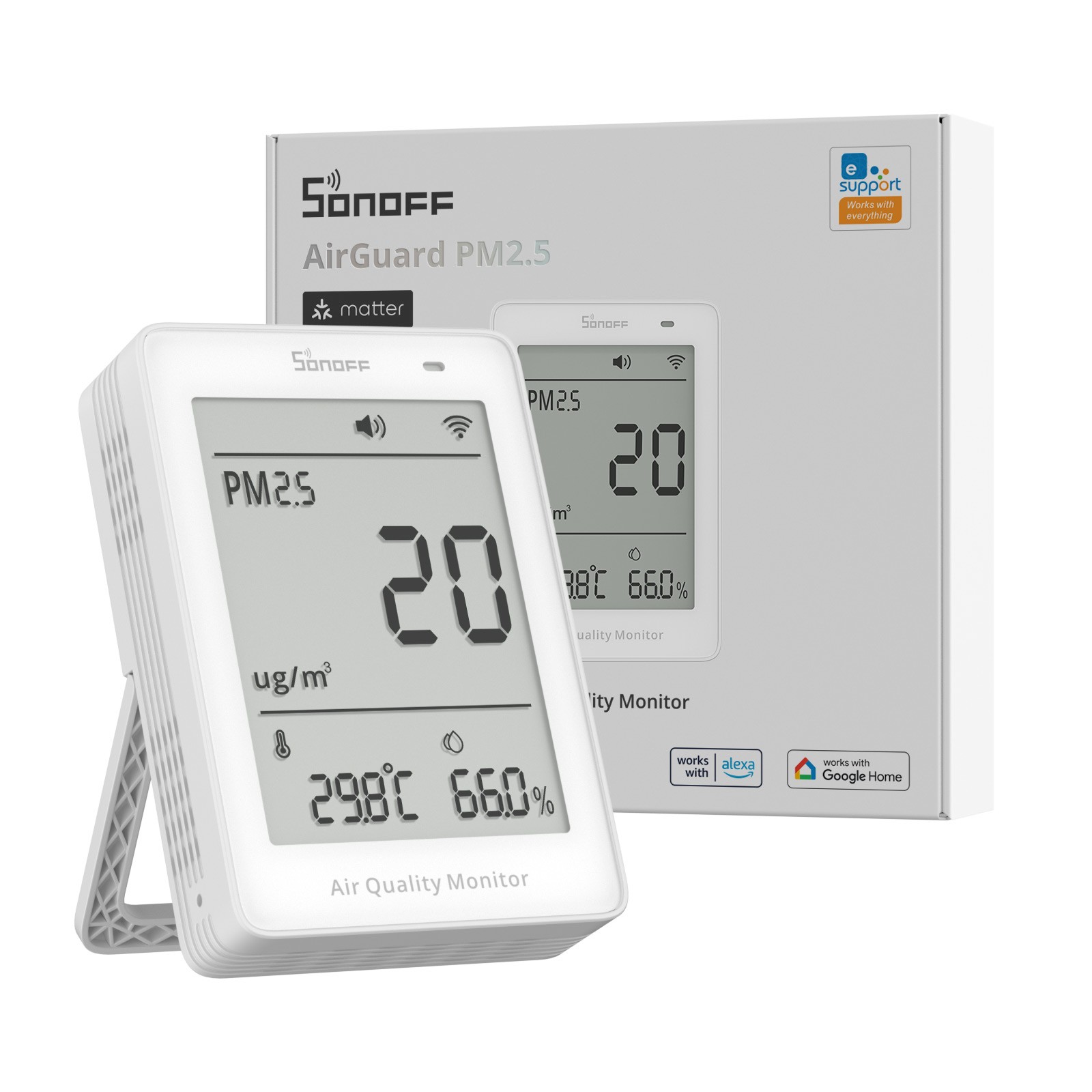 SONOFF Matter Over Wi-Fi Air Quality Monitor Indoor PM2.5 PM10 4-in-1 Monitoring