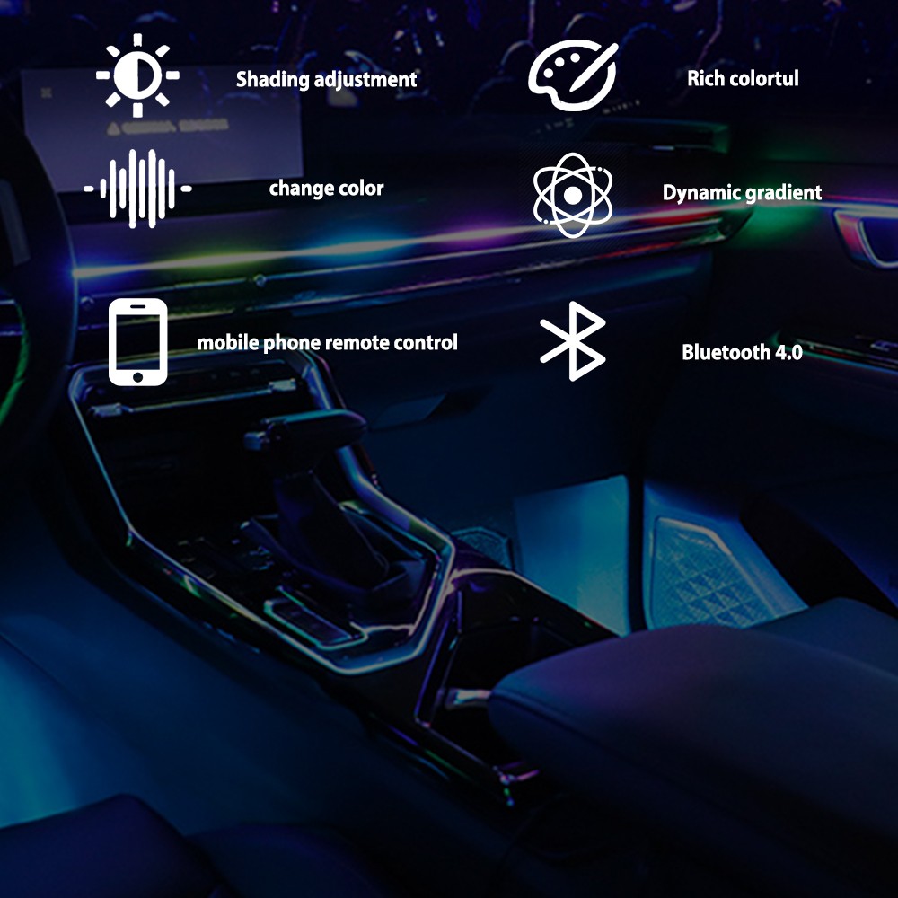 18in1 Car Atmosphere Interior LED Acrylic Guide Fiber Optic Ambient Lights Decor