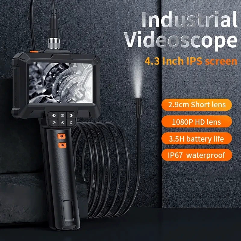 4.3" IPS 1080P HD Screen Handheld Industrial 5m Endoscope Camera Pipe Waterproof