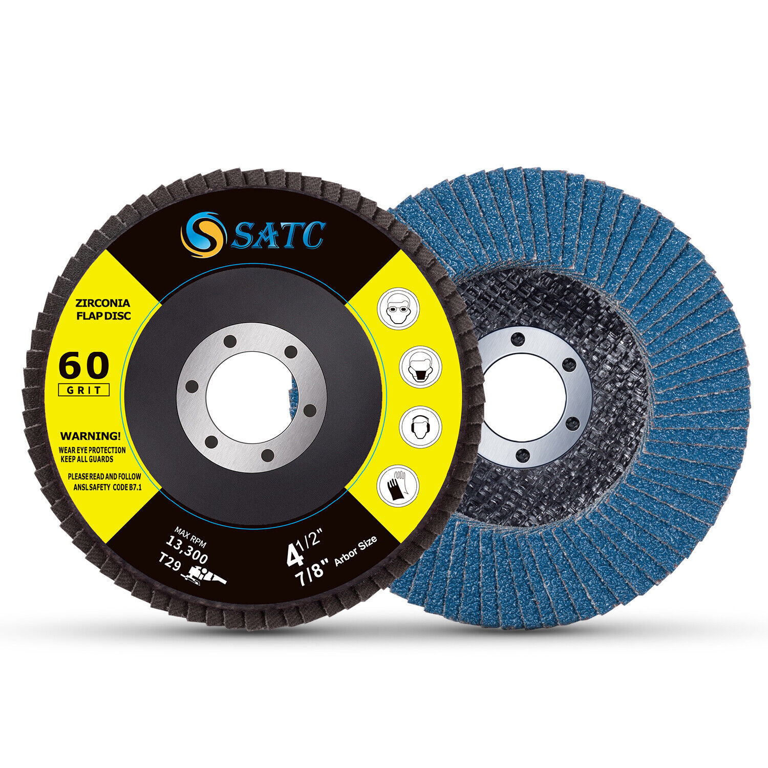 SATC 20x 4.5" 4-1/2 Flap Disc 40 60 80 120 Grit Angle Grinder Sanding Grinding