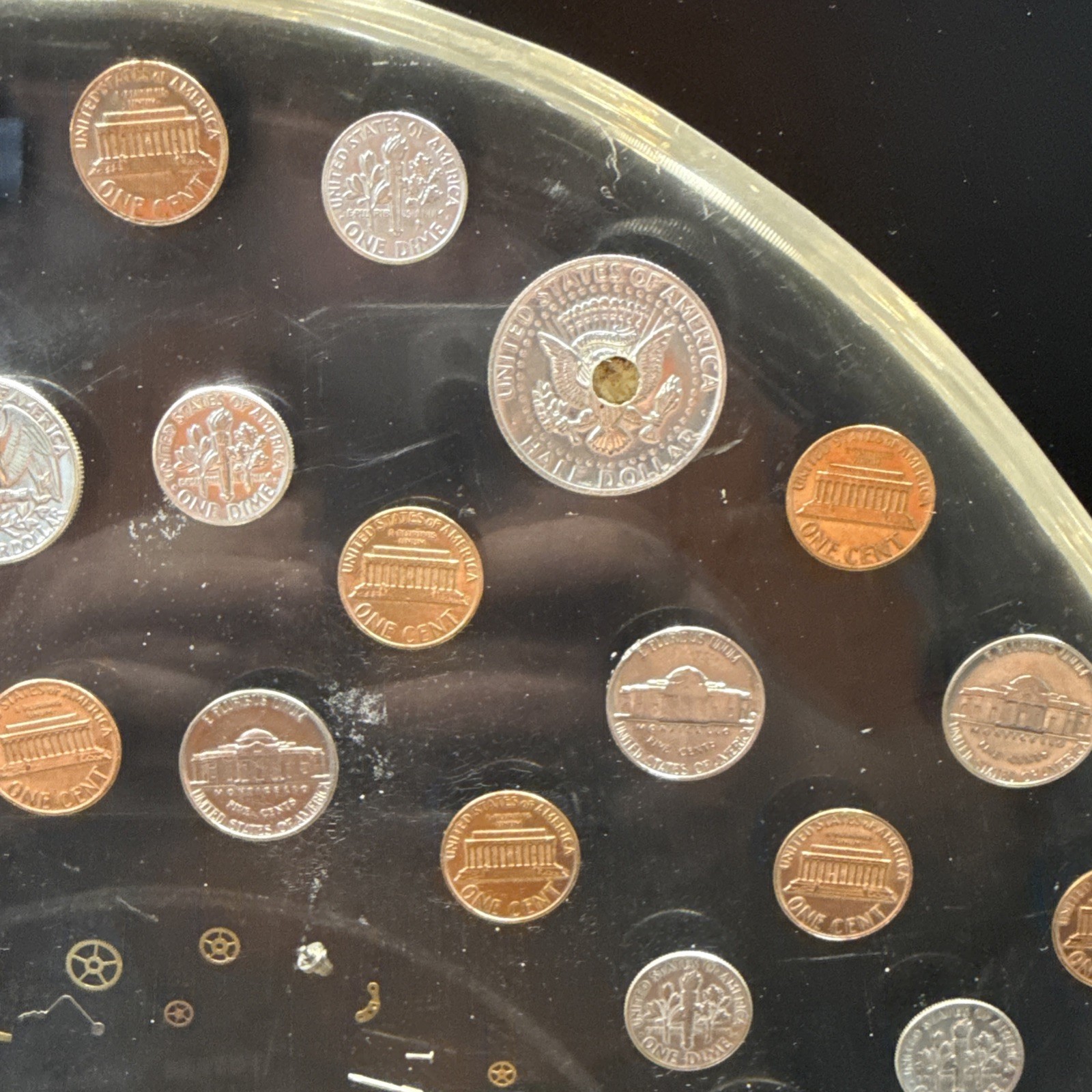 Lucite Las Vegas Toilet Seat Watch Gears U.S. Coins 1965-1981 Time Is Money