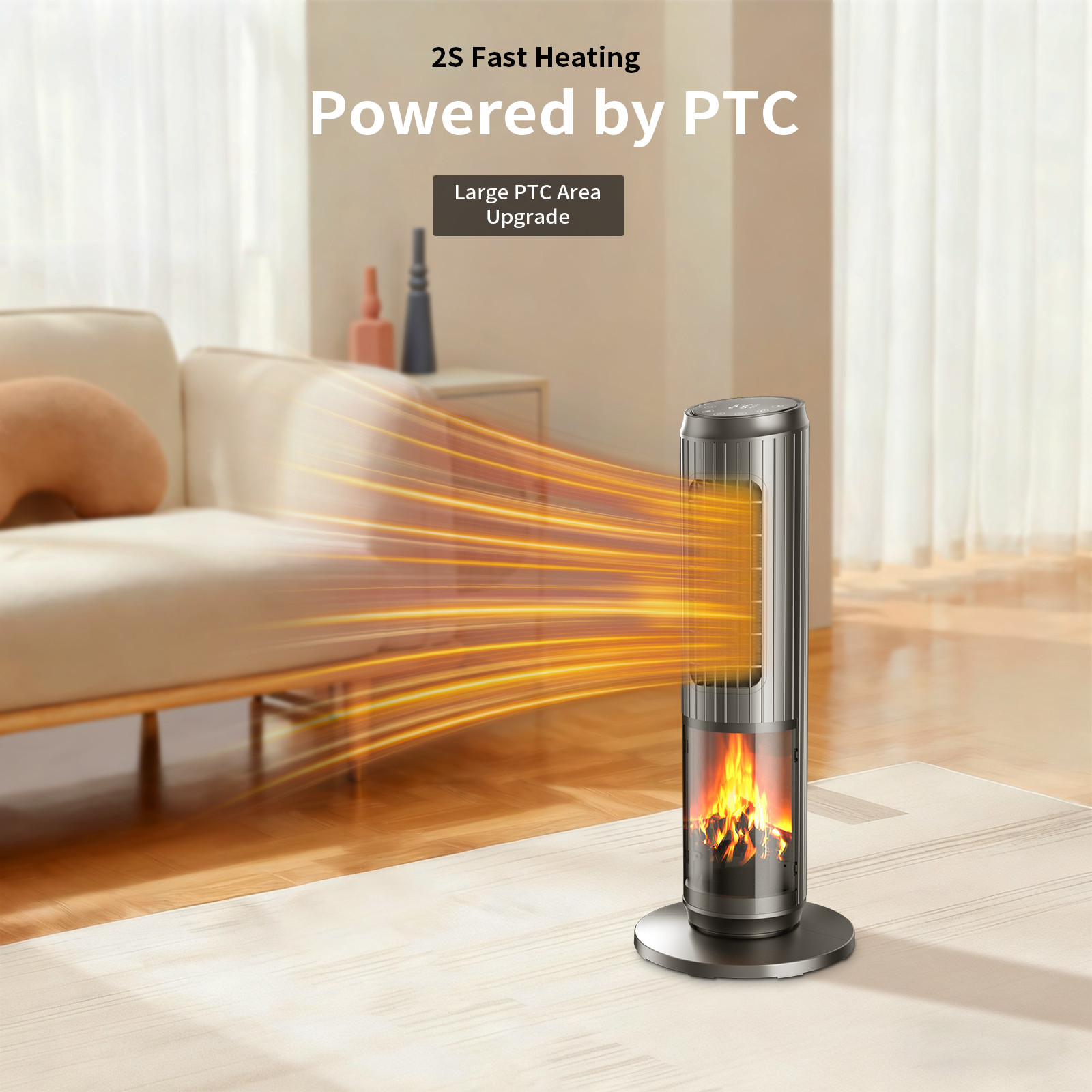 25" Oscillating 1500W Ceramic Tower Space Heater Electric Heater Fan With Remote