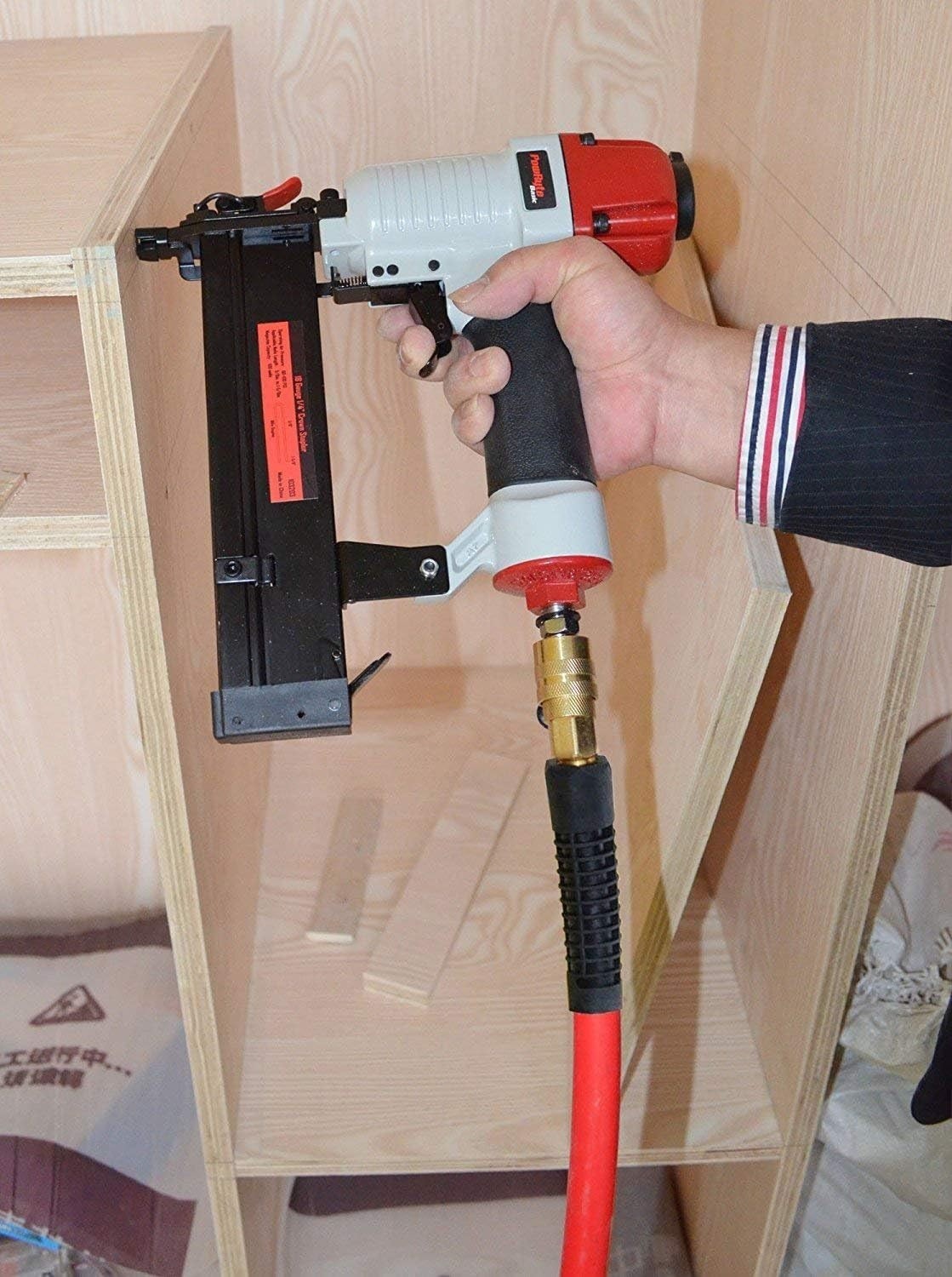 Premium Red Rubber Air Hose 3/8" x 50 ft 300 PSI Assembly with 1/4" Male Pipe