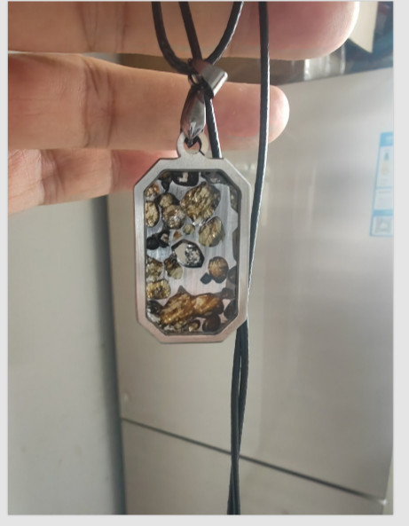 Pallasite meteorite pendant ,Brenham meteorite Necklace QB343