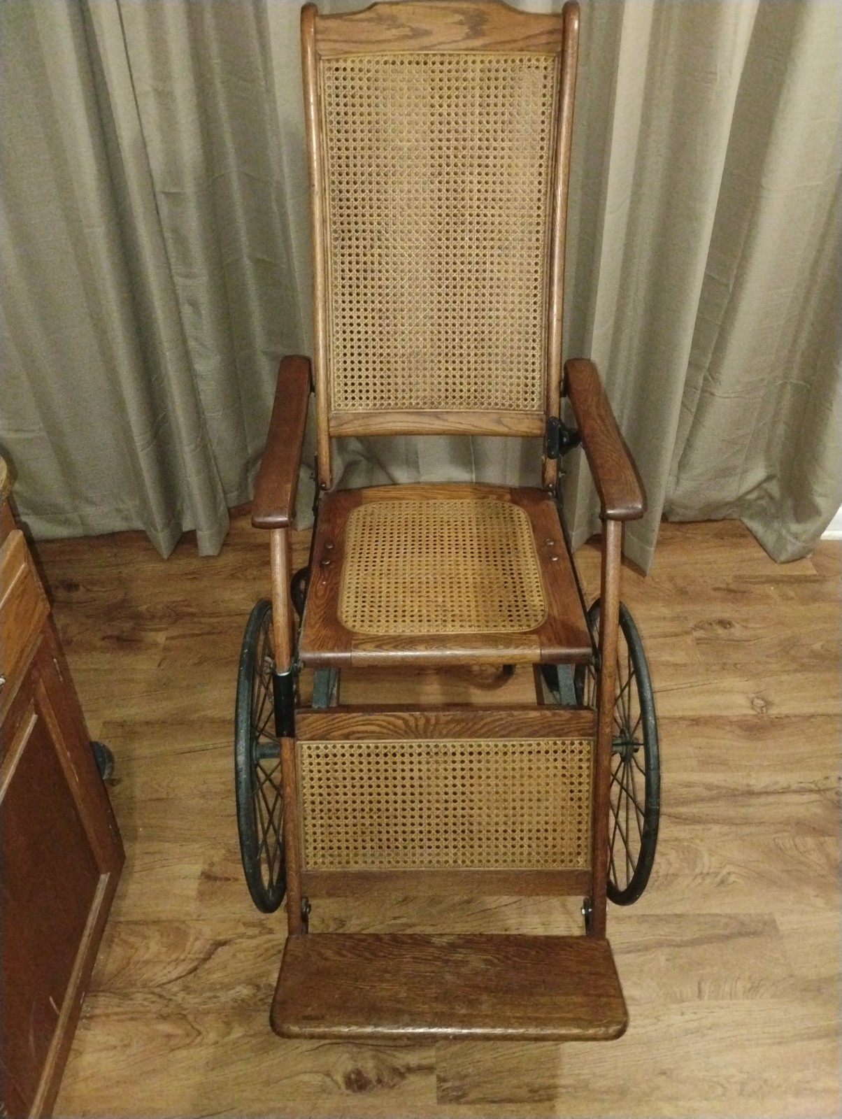 Vtg Antique Wooden Wheelchair