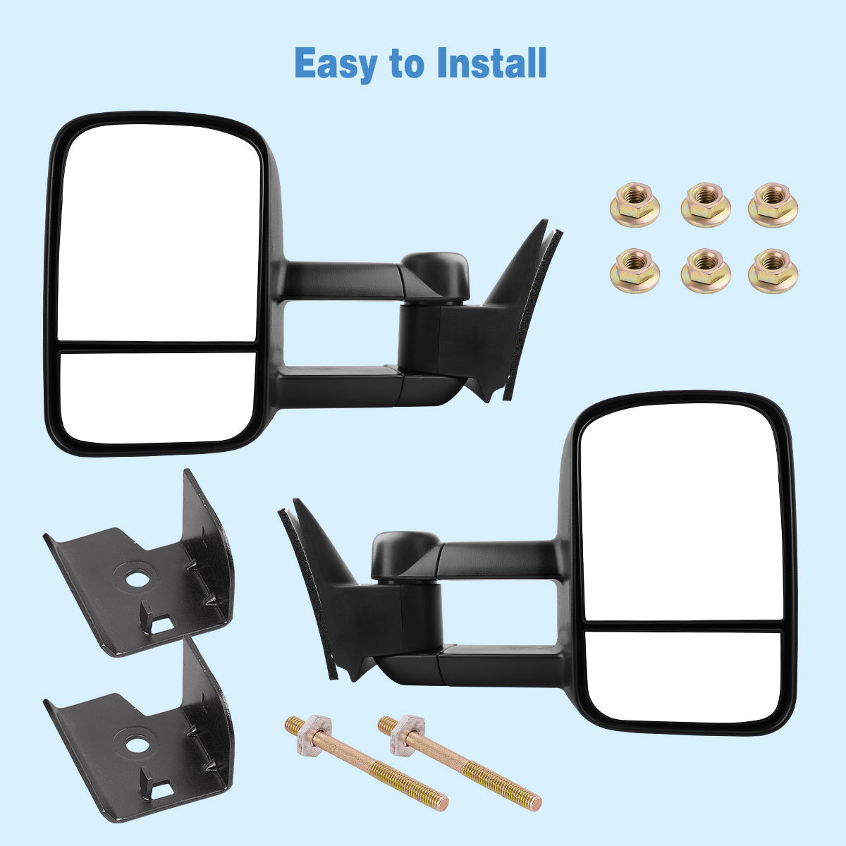 Pair for 88-98 Chevy GMC C/K 1500 2500 3500 Pickup Manual Tow Mirrors Trailer