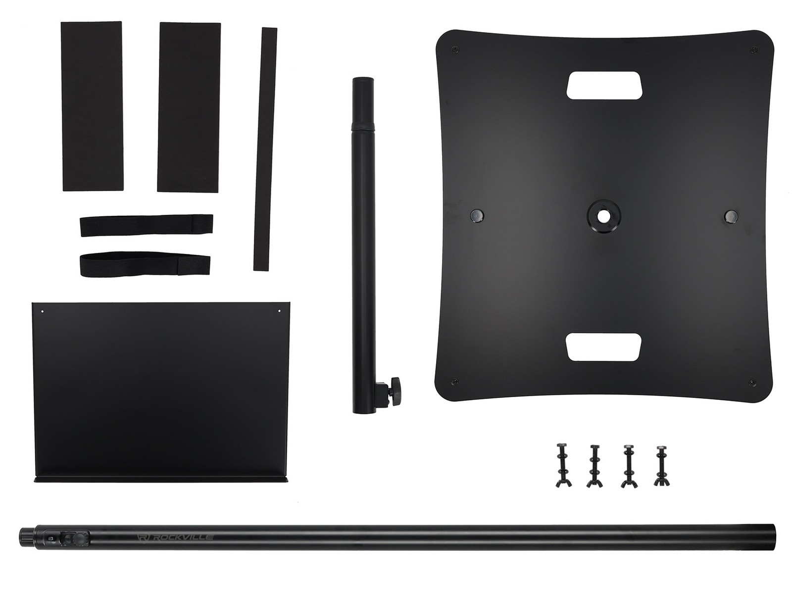 Rockville RLF4 BLACK 10 Foot Solid Base T-Bar Lighting/Projector DJ Stand + Bags