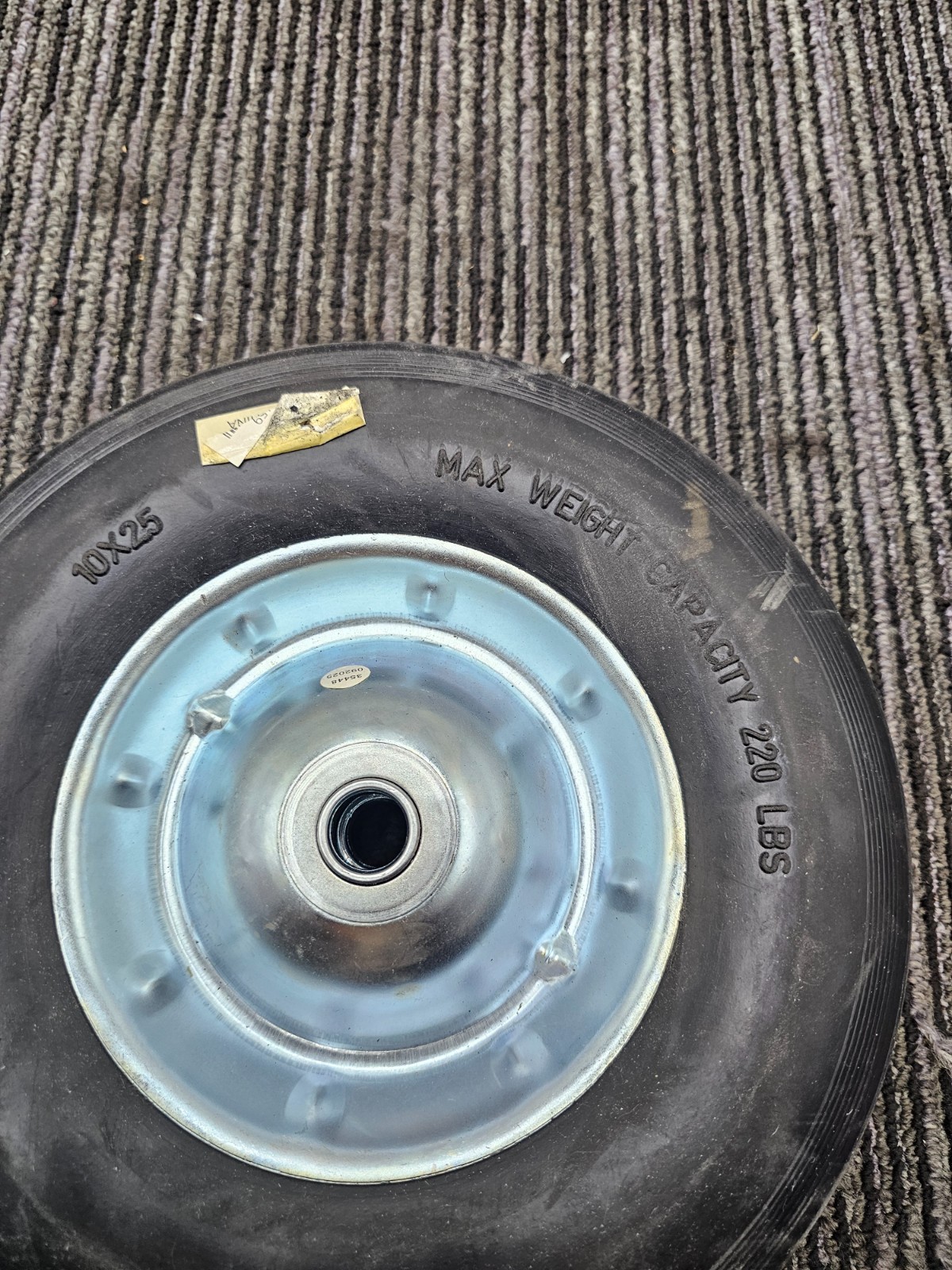 (QTY 2) 10x2.5 Solid Rubber Wheel Tire 5/8 Bore Hard Snow Blower Dolly Cart