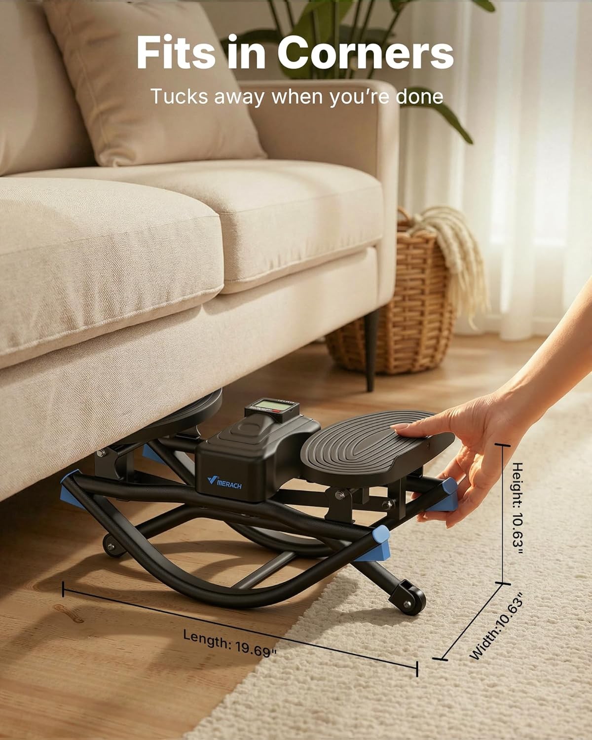 MERACH Rocking Steppers for Exercise 3D Motion Stair Stepper w/ Resistance Bands