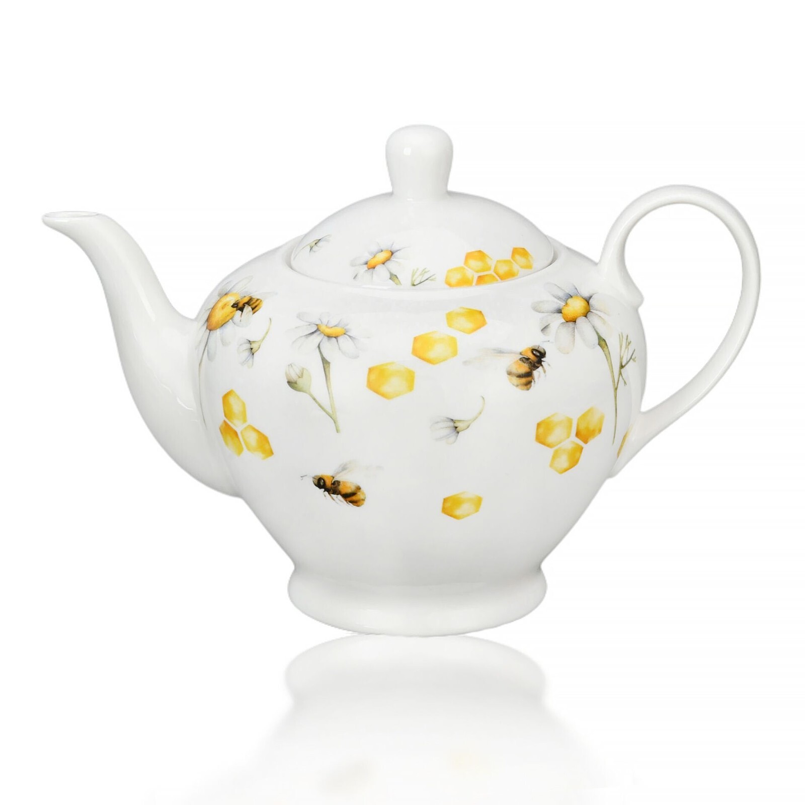 STPGOODS Honey Bee Porcelain Teapot in Gift Box Ceramic Tea Pot 1.3 qt Pot
