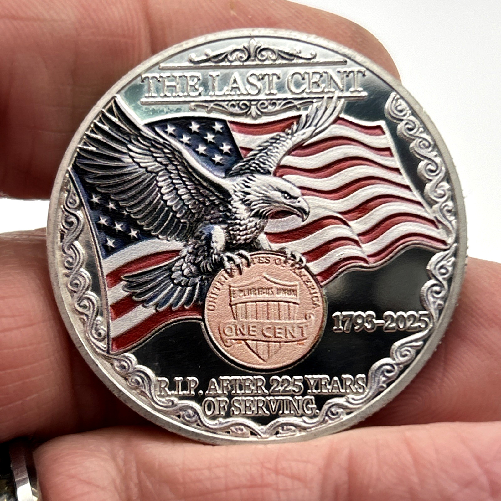 *Lincoln Last Penny Tribute* 1793 -2025 - R.I.P. Penny Commemorative Coin Medal