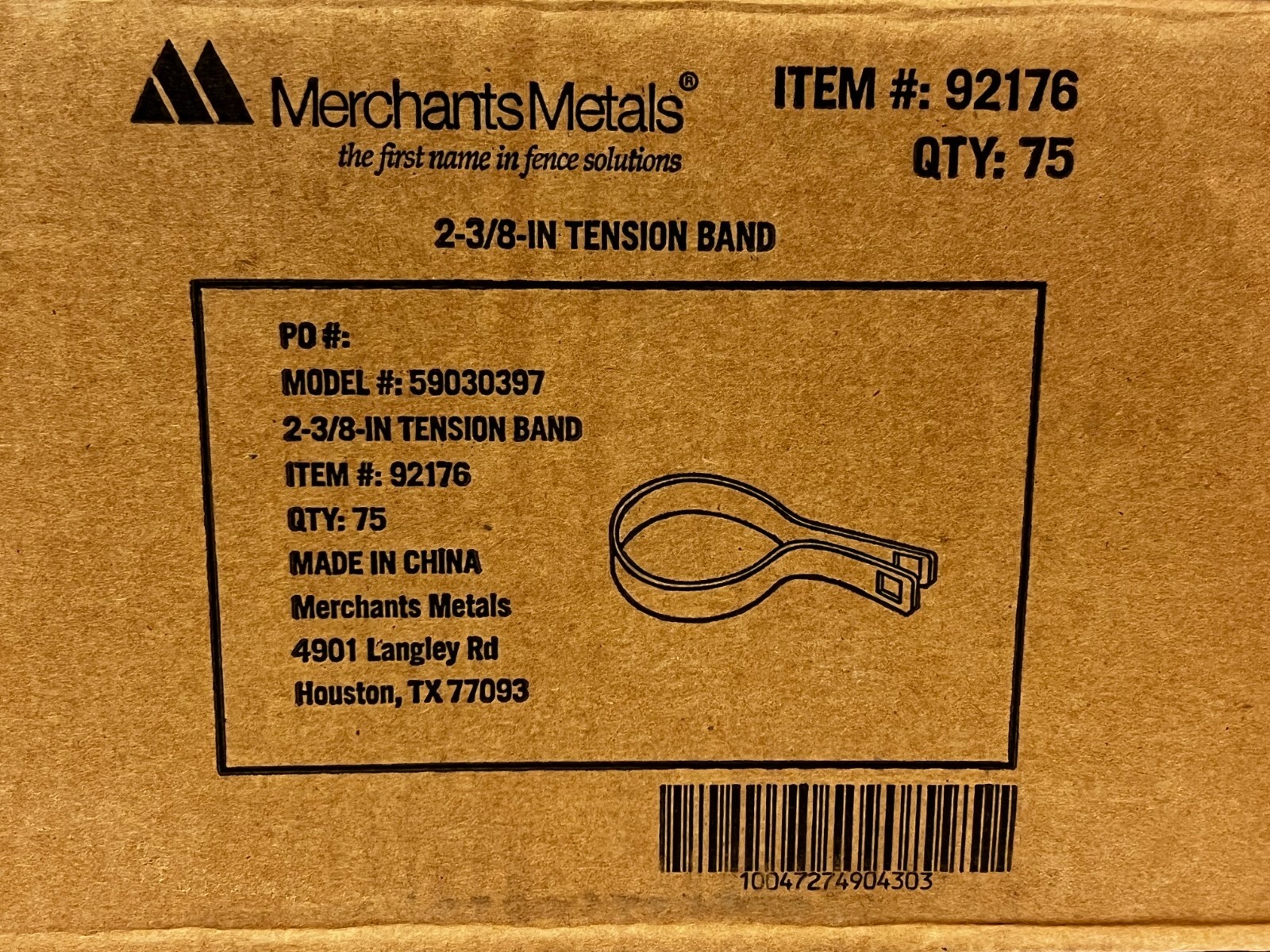 CASE OF 75 Merchant Metals 2-3/8" Galvanized Aluminum Tension Bands 92176