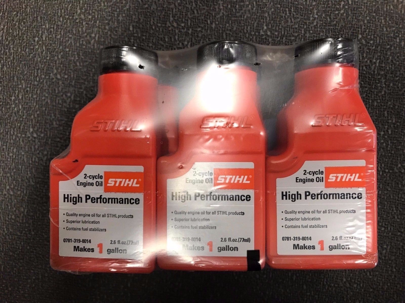 STIHL HIGH PERFORMANCE 2-CYCLE ENGINE OIL, 1 GAL MIX 2.6 OUNCE BOTTLES, 48 CS