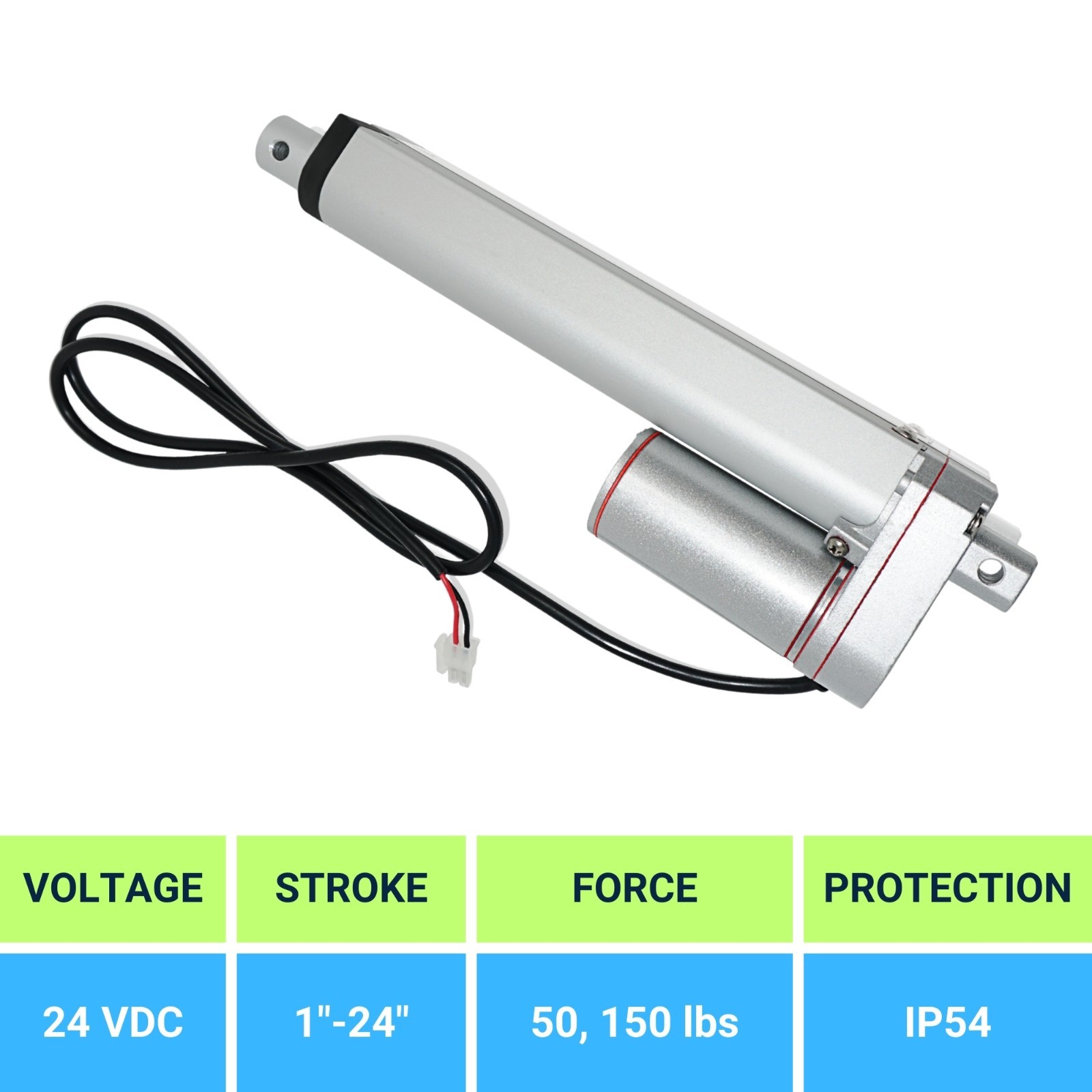 24V Mini Linear Actuator (1"-24" stroke, 50-150 lbs. force) - PA-14-24VDC model
