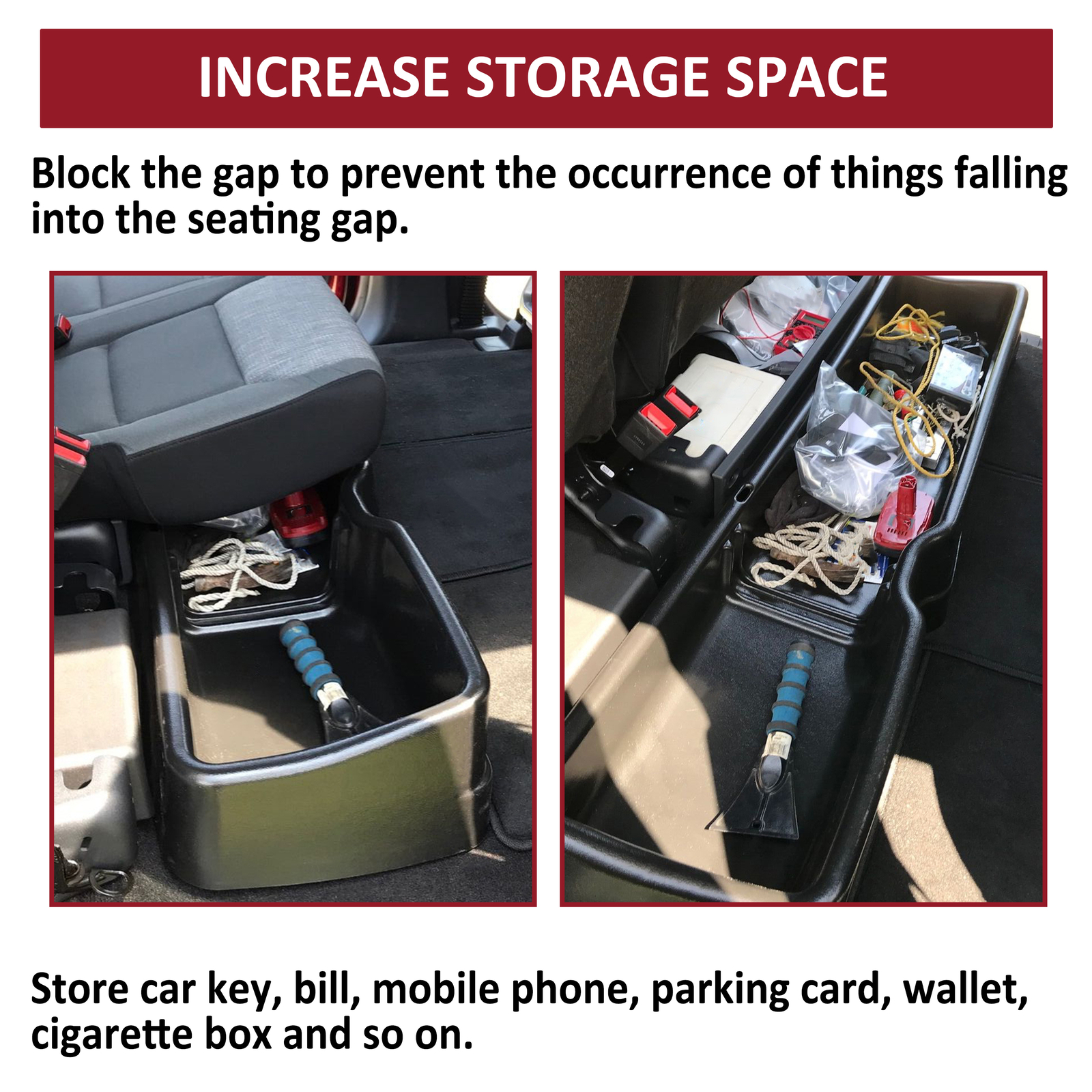 Under Seat Storage Box For 15-24 F150 17-20 F250 F350 18-24 F450 Super Crew Cab
