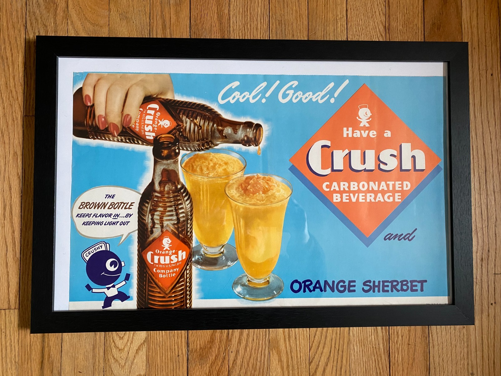 VINTAGE CRUSH SODA SIGN - PAPER - ORIGINAL!! 24" x 16"  VERY NICE!!