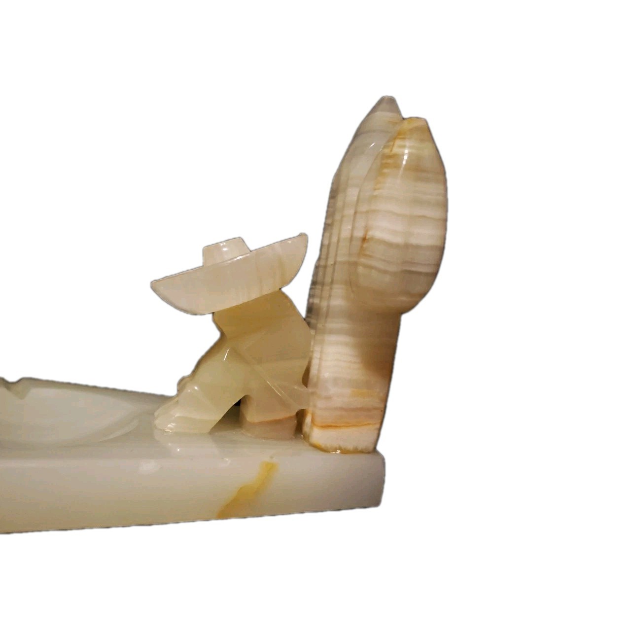 Vtg Onyx Stone Sleeping Mexican Cactus Figure Trinket Decor