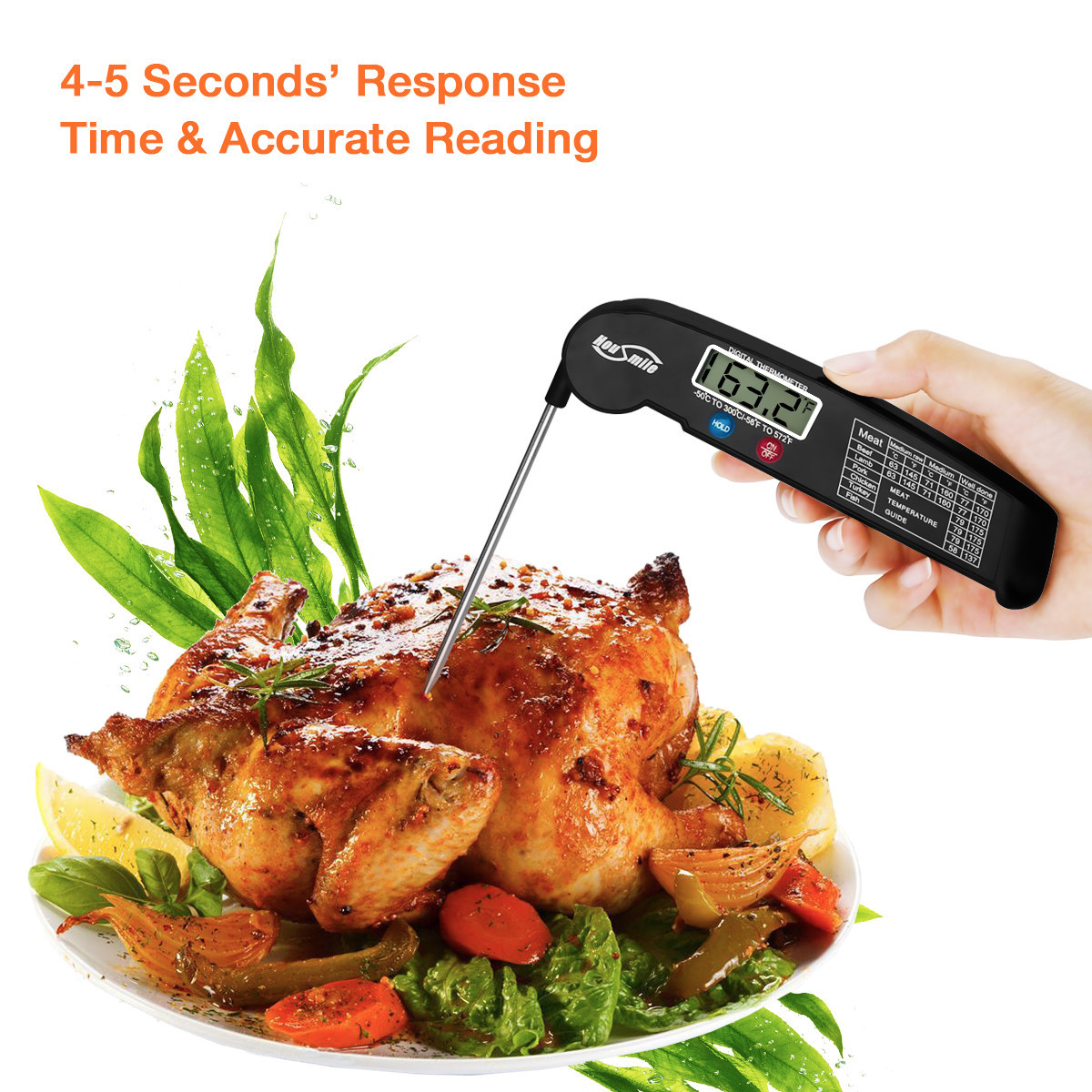 Instant Read Digital Meat Thermometer BBQ Grill Smoker For Kitchen Food Cooking
