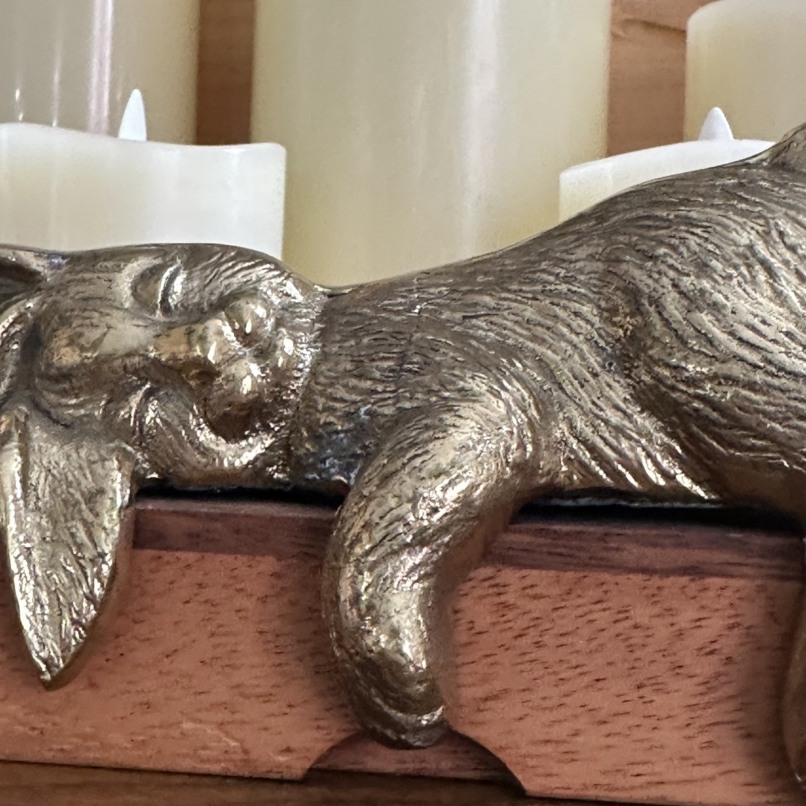 Vintage Sleeping Brass Bunny Rabbit Shelf Sitter