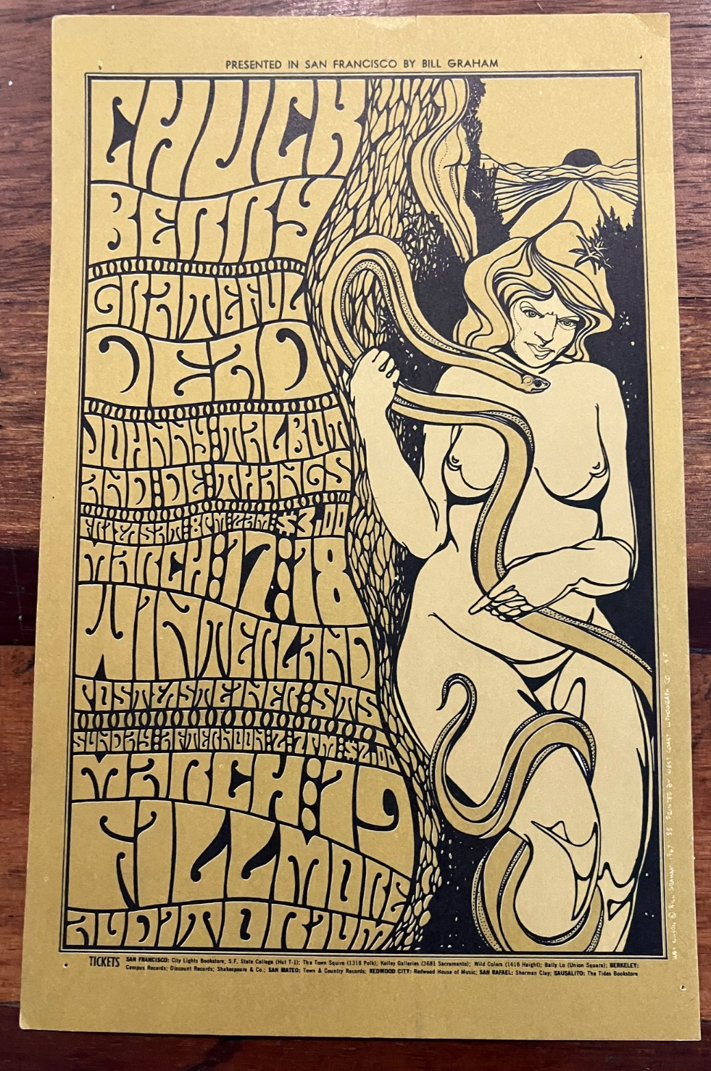 Fillmore Postcard Handbill Grateful Dead Chuck Berry Mar 1967 Artist Wes Wilson