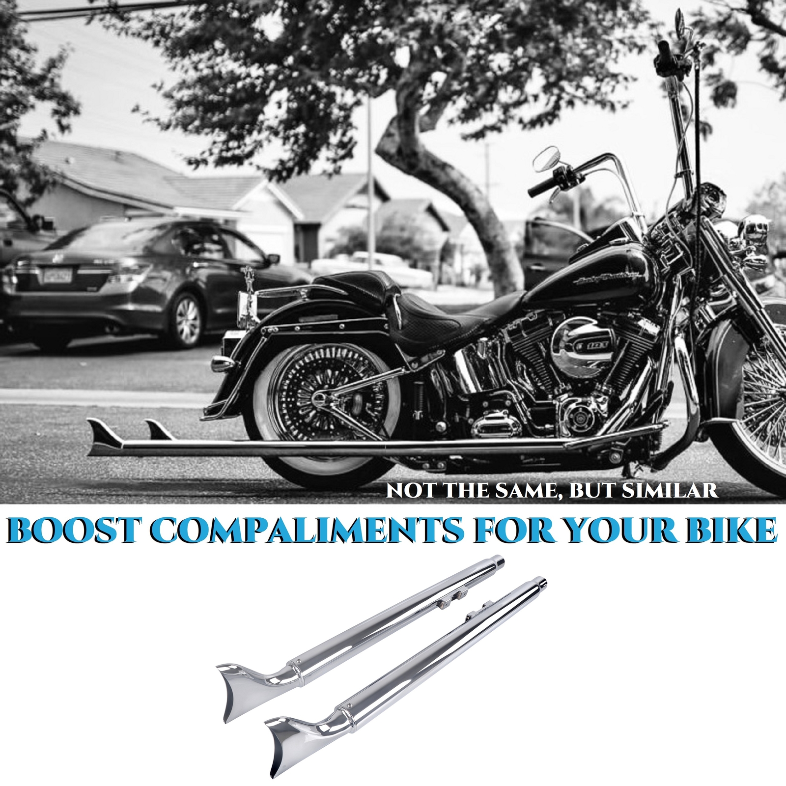 SHARKROAD True Duals With Fishtail Mufflers for Harley Softail 2000-2017