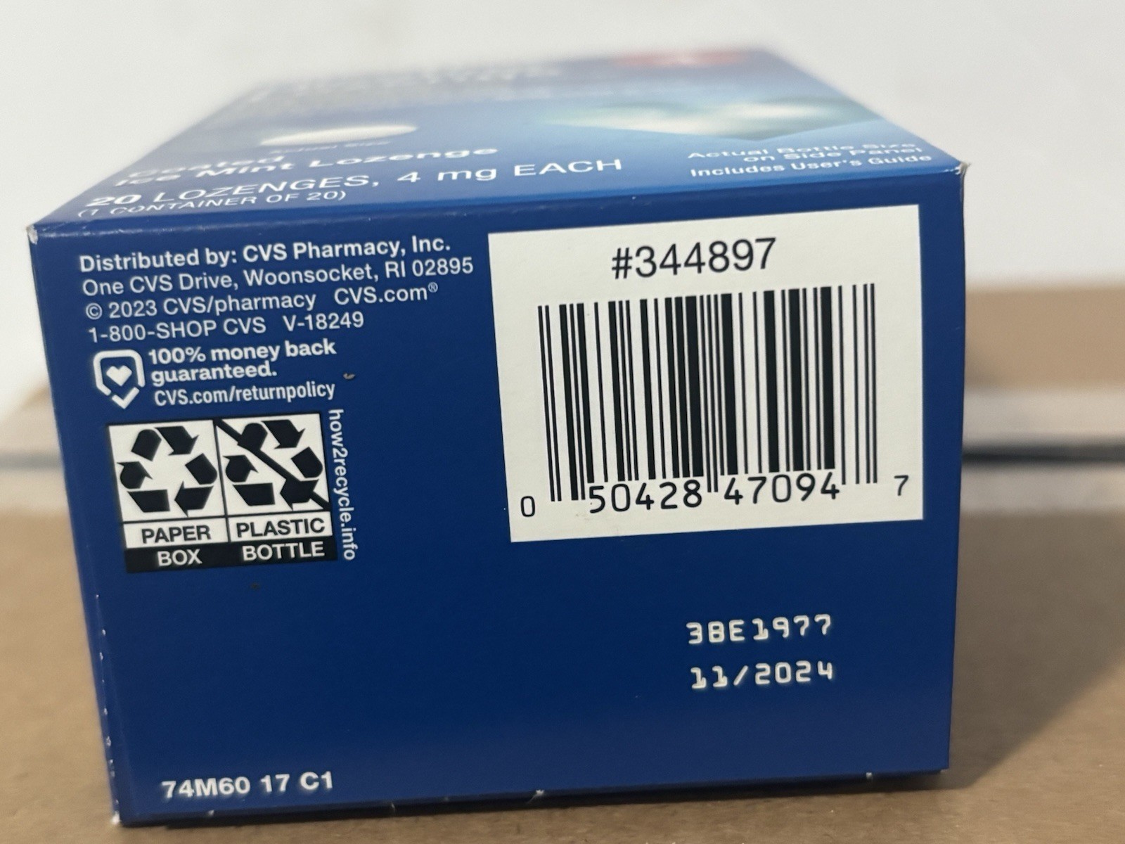 Case / 24 Box Of 20 CVS SUGAR FREE NICOTINE LOZENGE 4 mg ICE MINT 480 Total READ