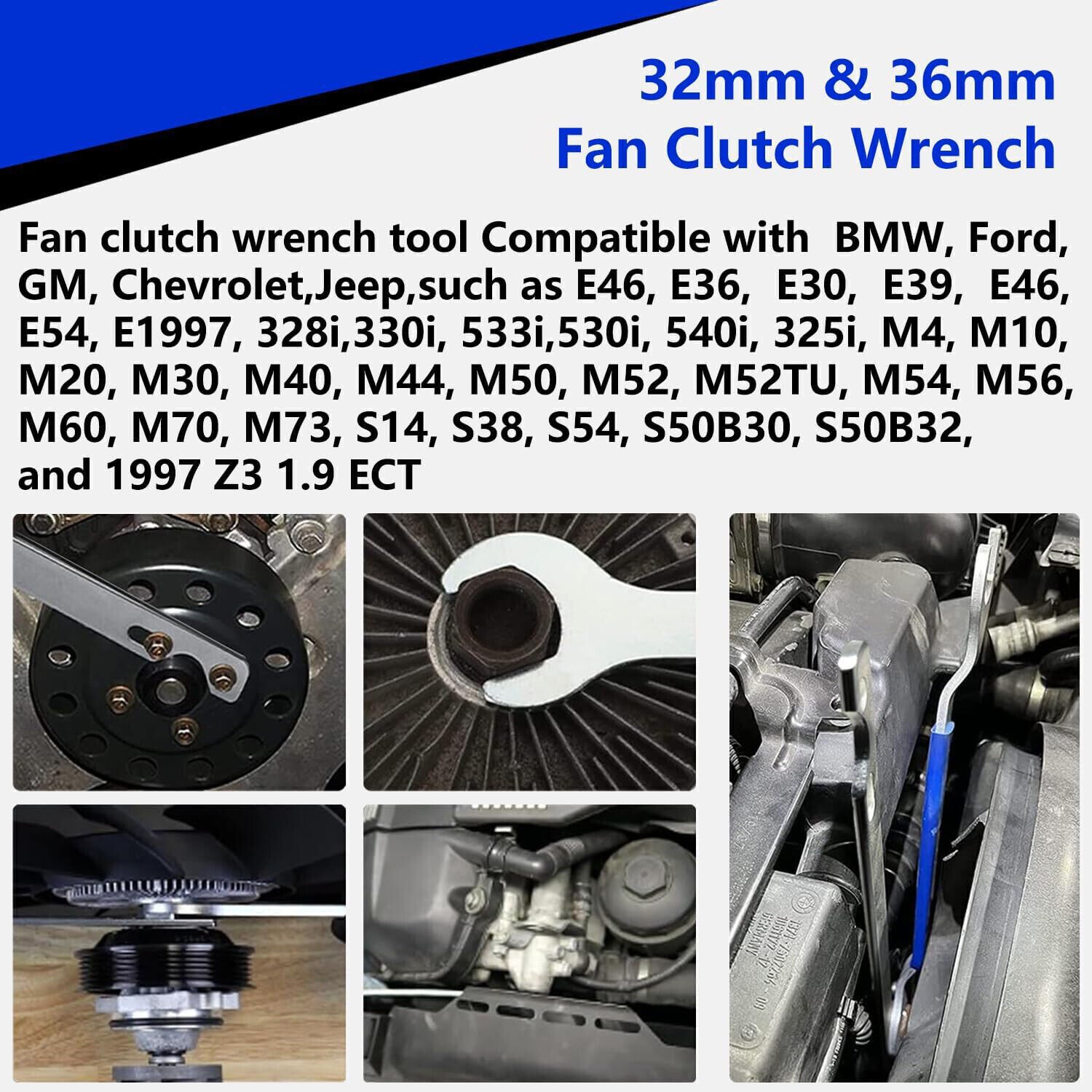 3PCS Fan Clutch Nut Wrench 32mm&36mm Clutch Holder Removal Tool For bmw