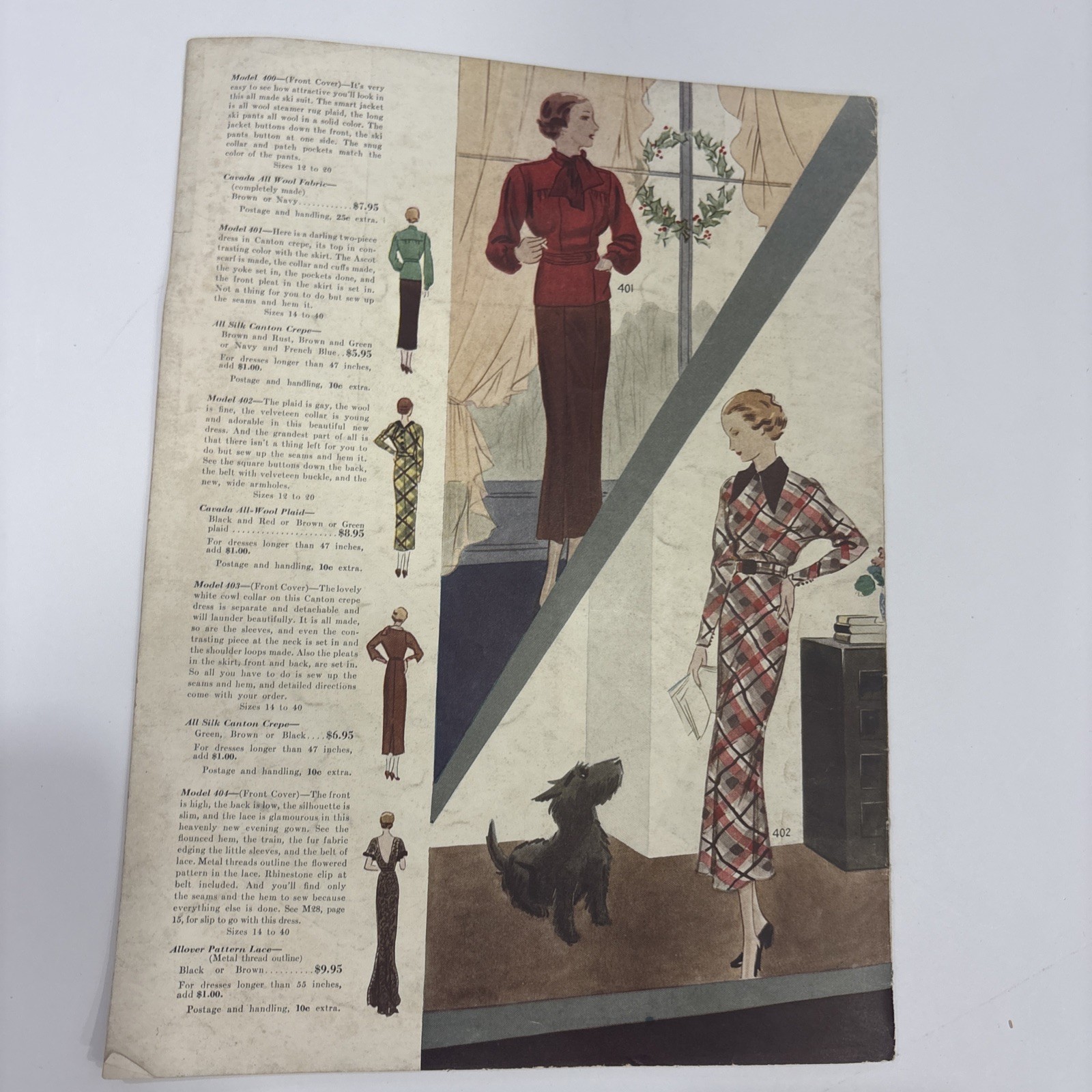 Winter 1934 Berth Robert Fashion Catalog. Semi-Made Dresses