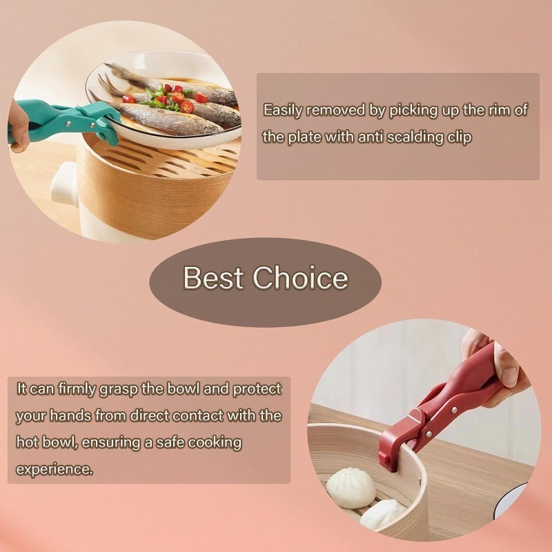 2X Multi-Purpose Anti-Scald Bowl Holder Clip for Kitchen,Silicone Non-Slip Clip