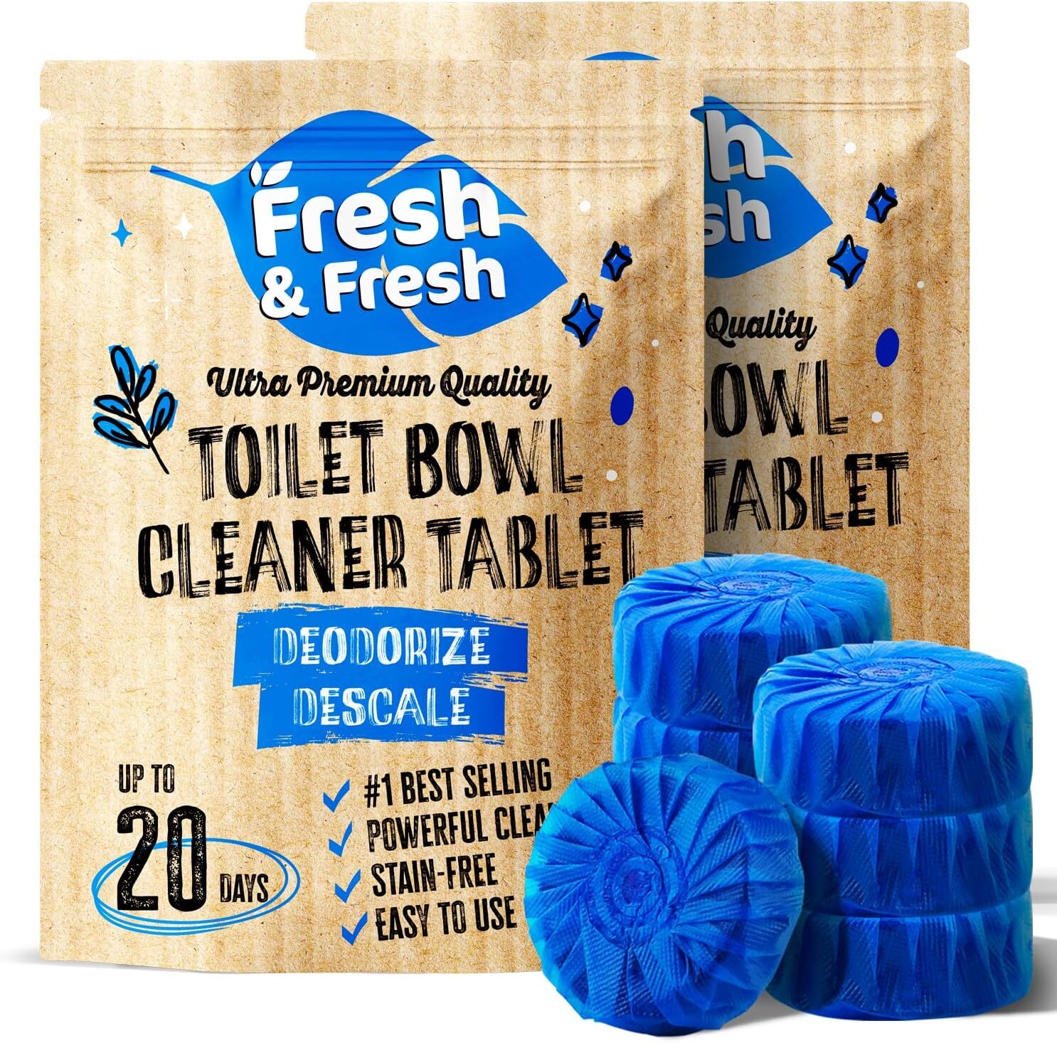 Disposable Toilet Bowl Cleaners(15-300 Tablets) Odor Eliminator, Fresh Scent