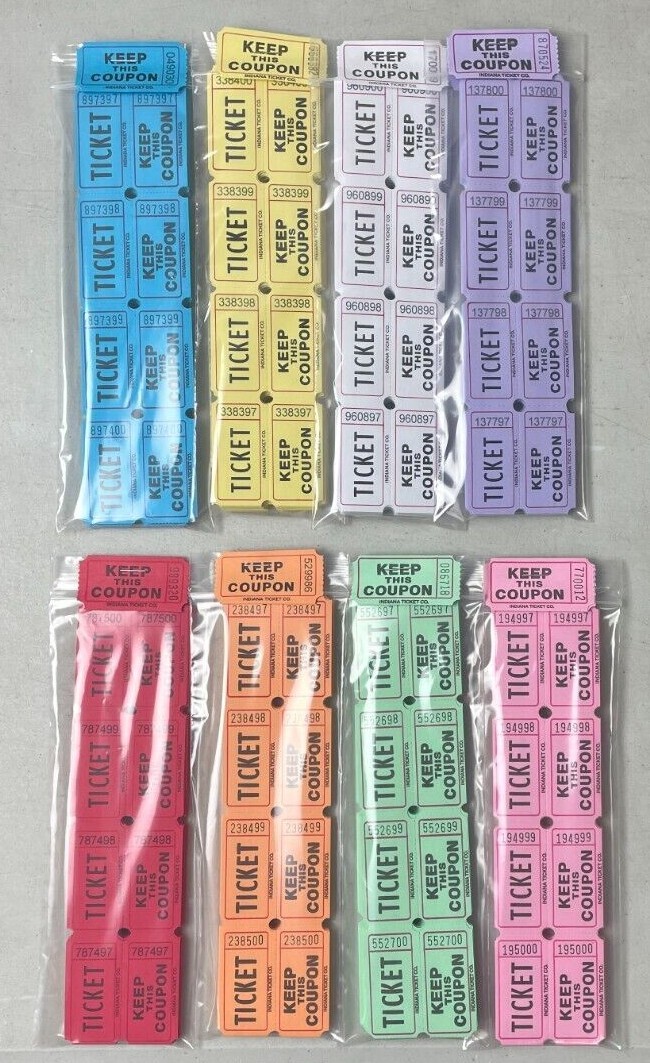 100 Double Stub Raffle Tickets 50/50 Split the Pot Packaged as Pictured