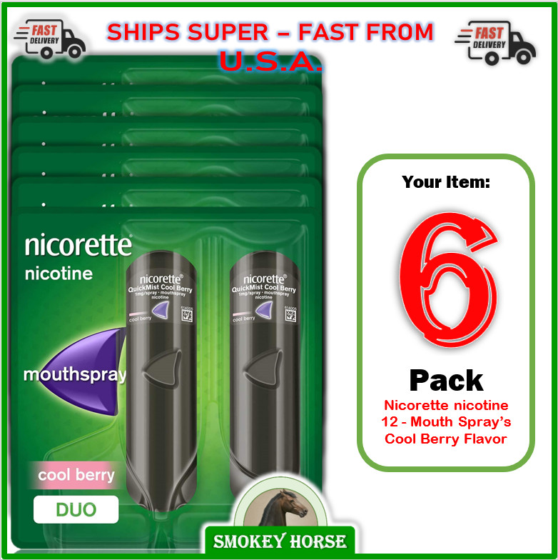 6 Pack Nicorette Quickmist Duo, 12 x 150 sprays ""COOL BERRY""  ""USA SELLER""