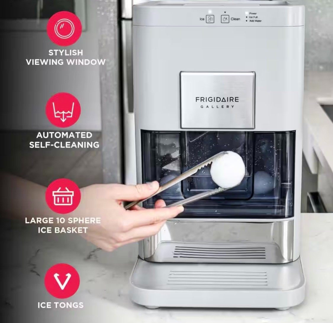 Frigidaire Gallery Artisanal Clear Sphere Ice Maker Touch Control Grey NEW 12 In